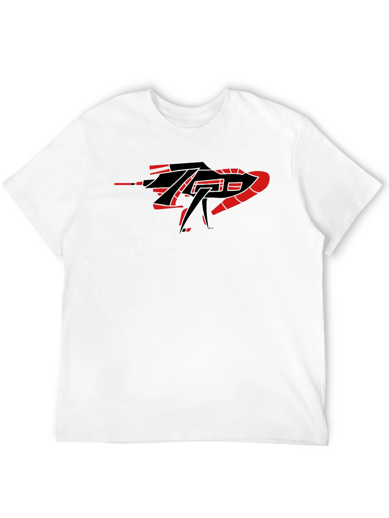 Black Edgy Graphic Tee - Black with Bold Red Accents view 12