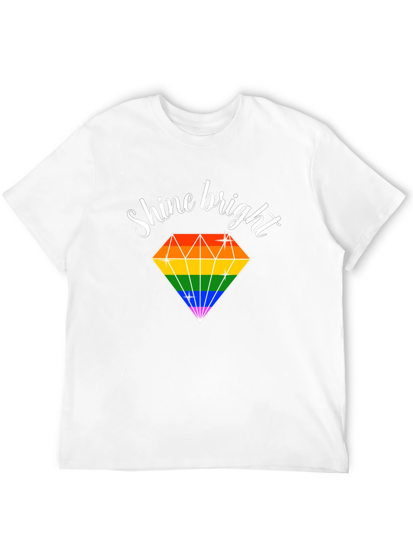 Black Shine Bright Rainbow Diamond T-Shirt view 12