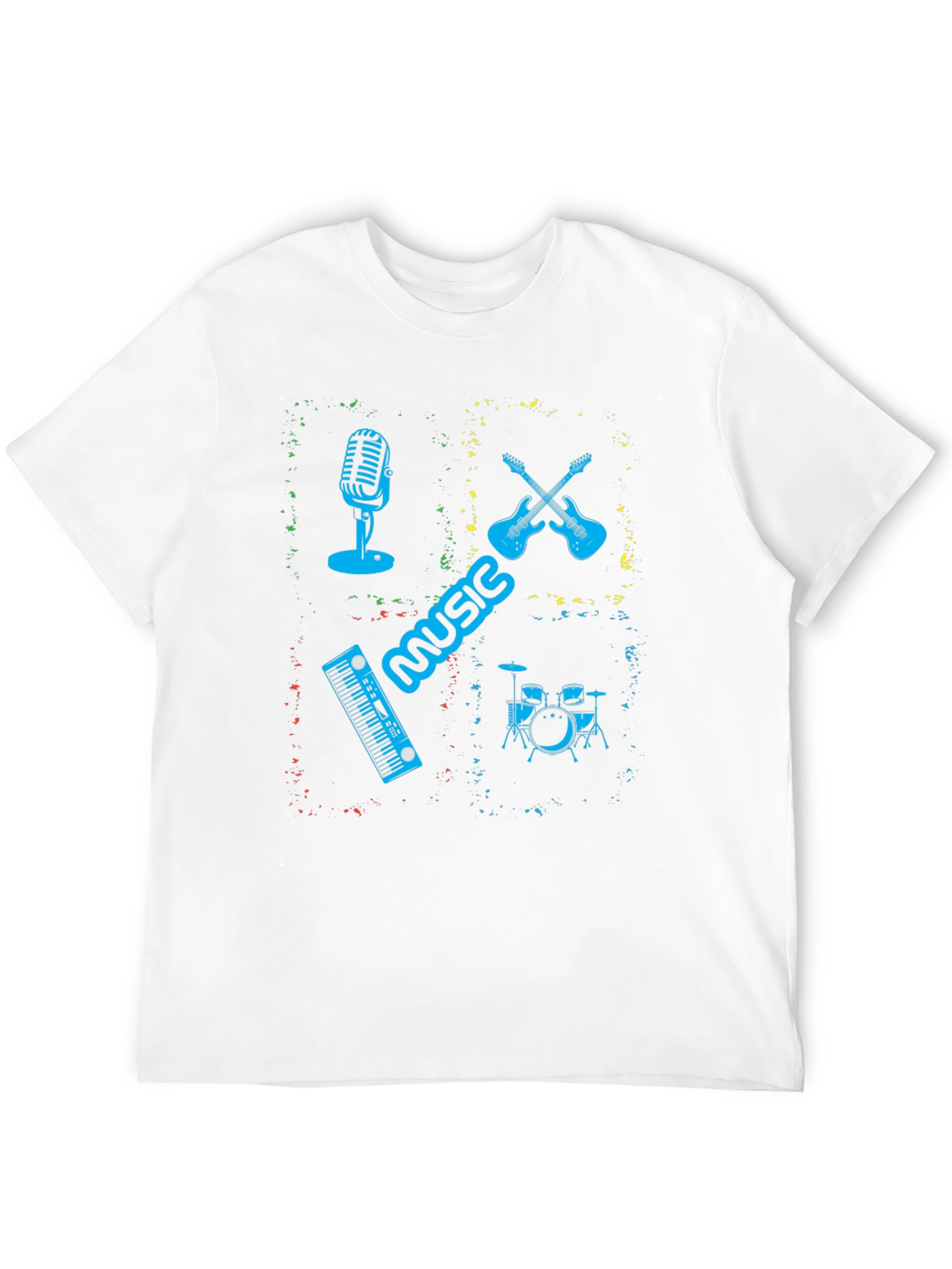 Black Music Instrument Graphic Print Men's Black T-Shirt view 12