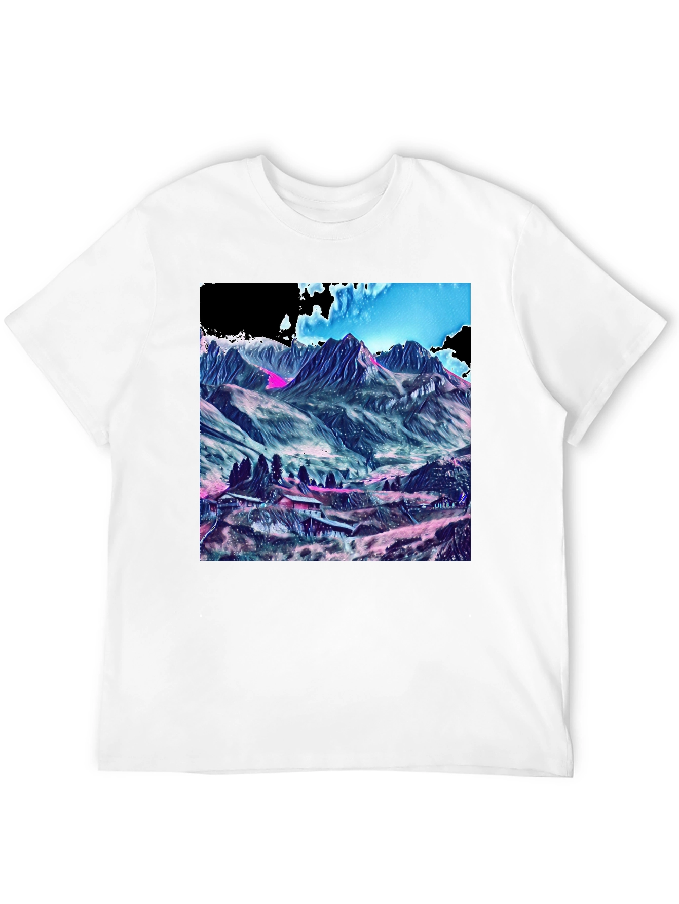 Black Mountains Graphic Tee - Stylish Black Cotton T-Shirt view 12