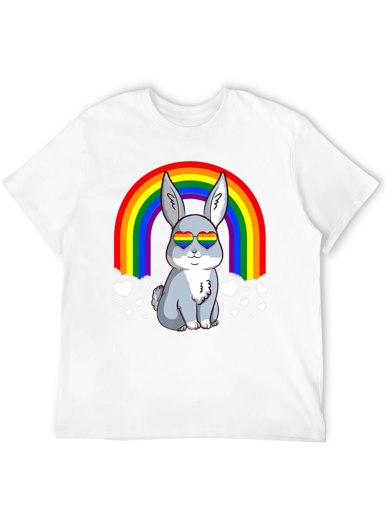 Black Rainbow Bunny Pride T-Shirt view 12