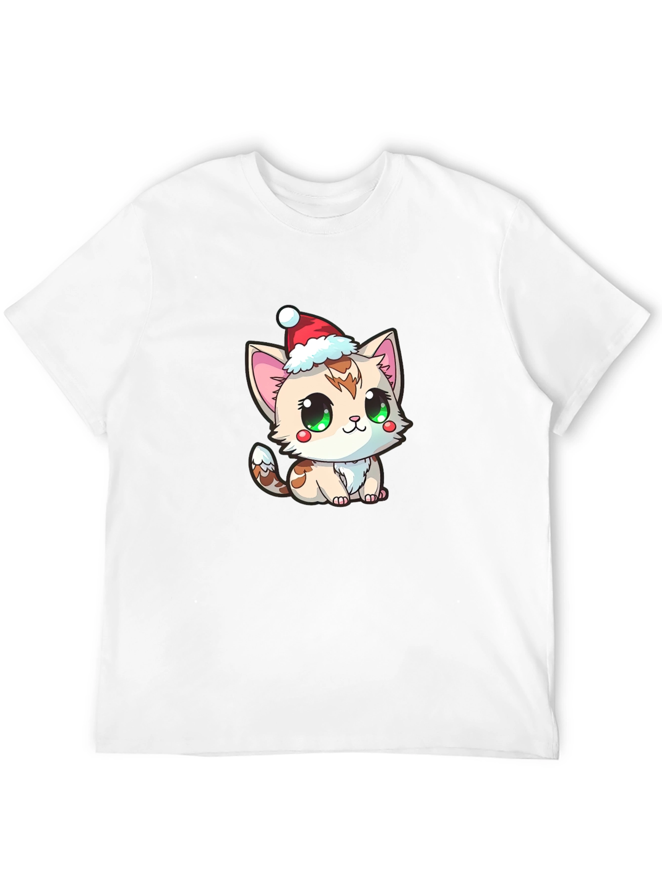 Black Cute Kitten in Santa Hat Graphic Tee view 12