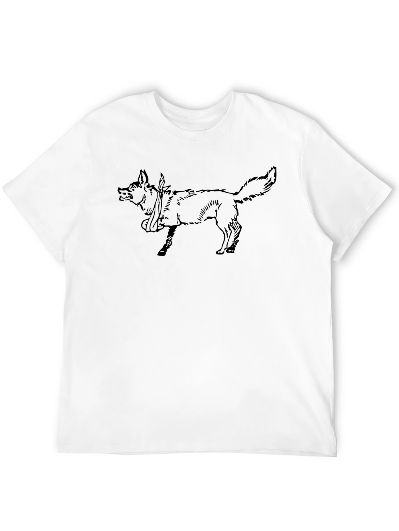 Black Black T-Shirt with Wolf Graphic Print - Casual Wear view 12