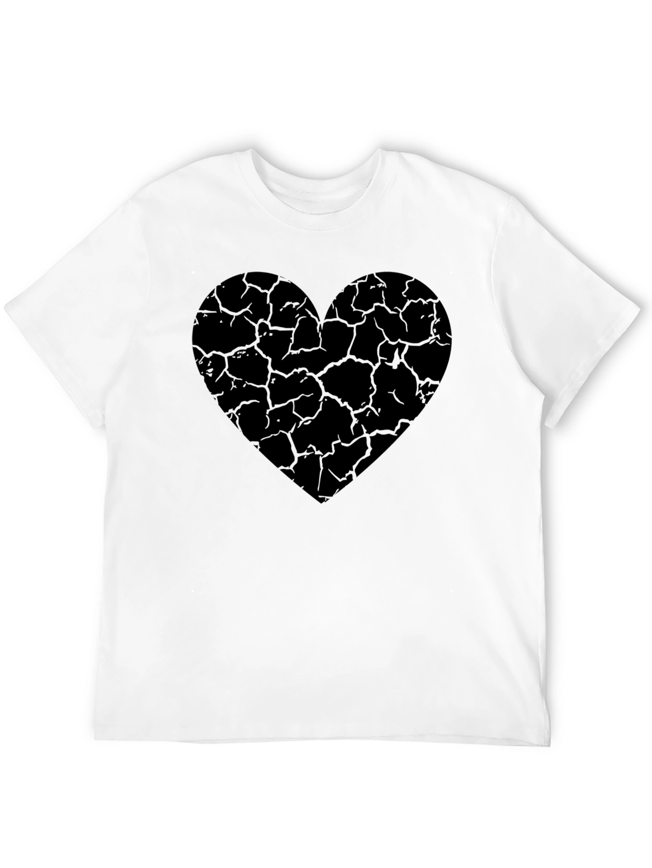 Black Cracked Heart Graphic Tee - Stylish Black Cotton T-Shirt view 12