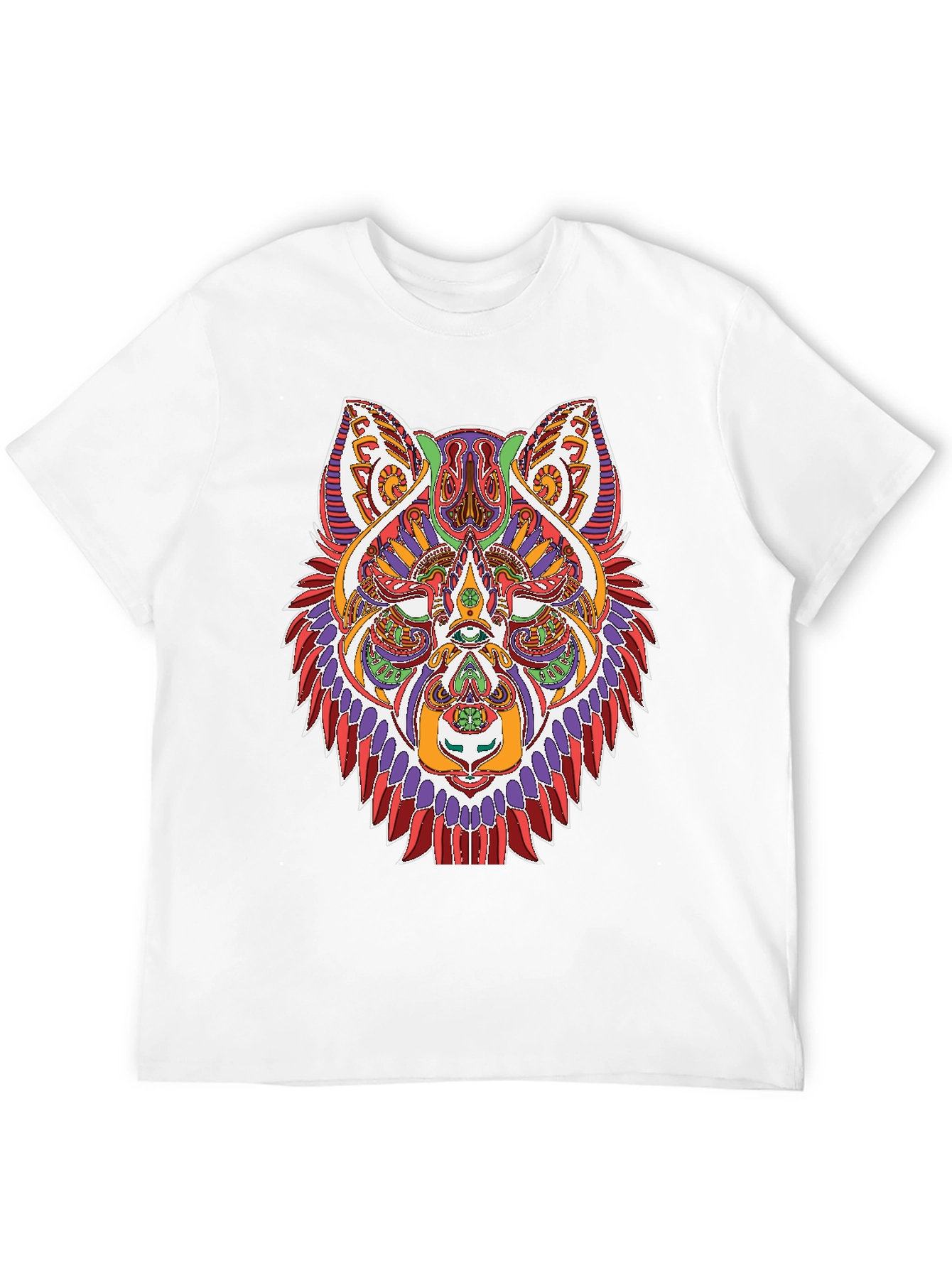 Black Psychedelic Wolf Graphic Tee - Black Unisex Shirt view 12