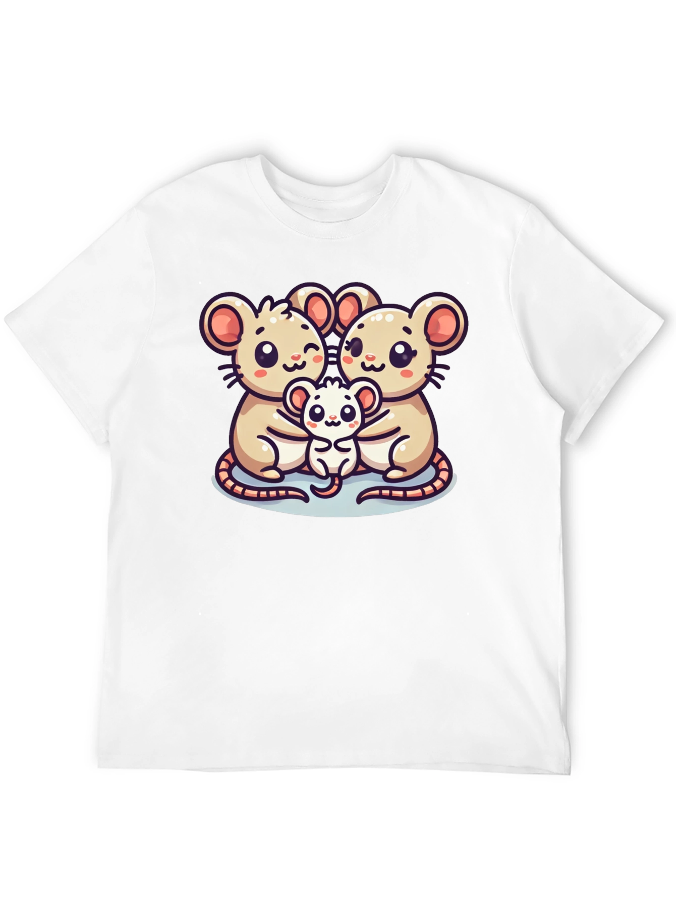 Black Cute Mouse Family Graphic Black T-Shirt view 12