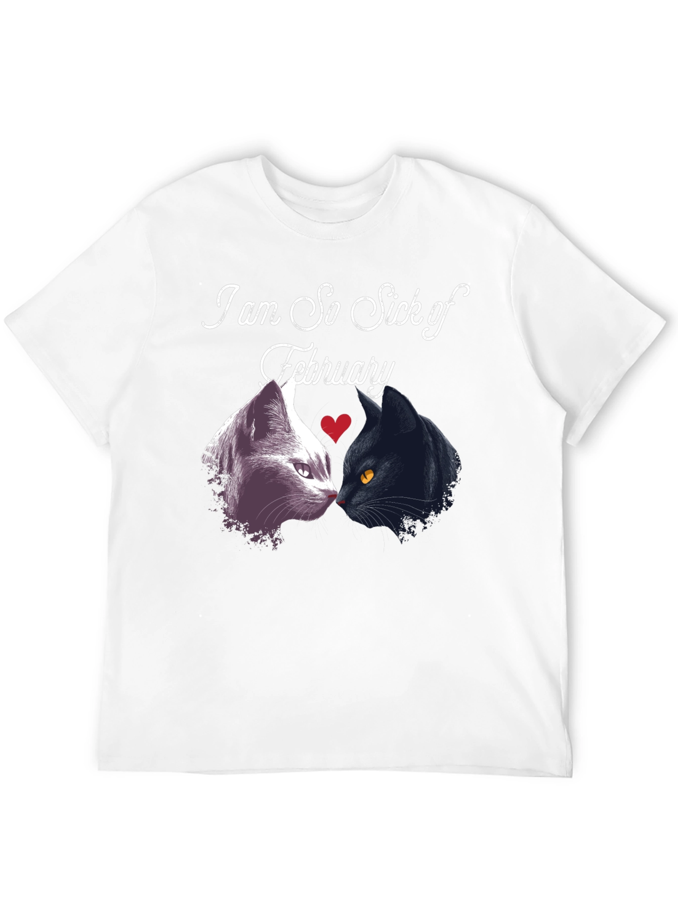 Black Sick of February Cats T-Shirt view 12