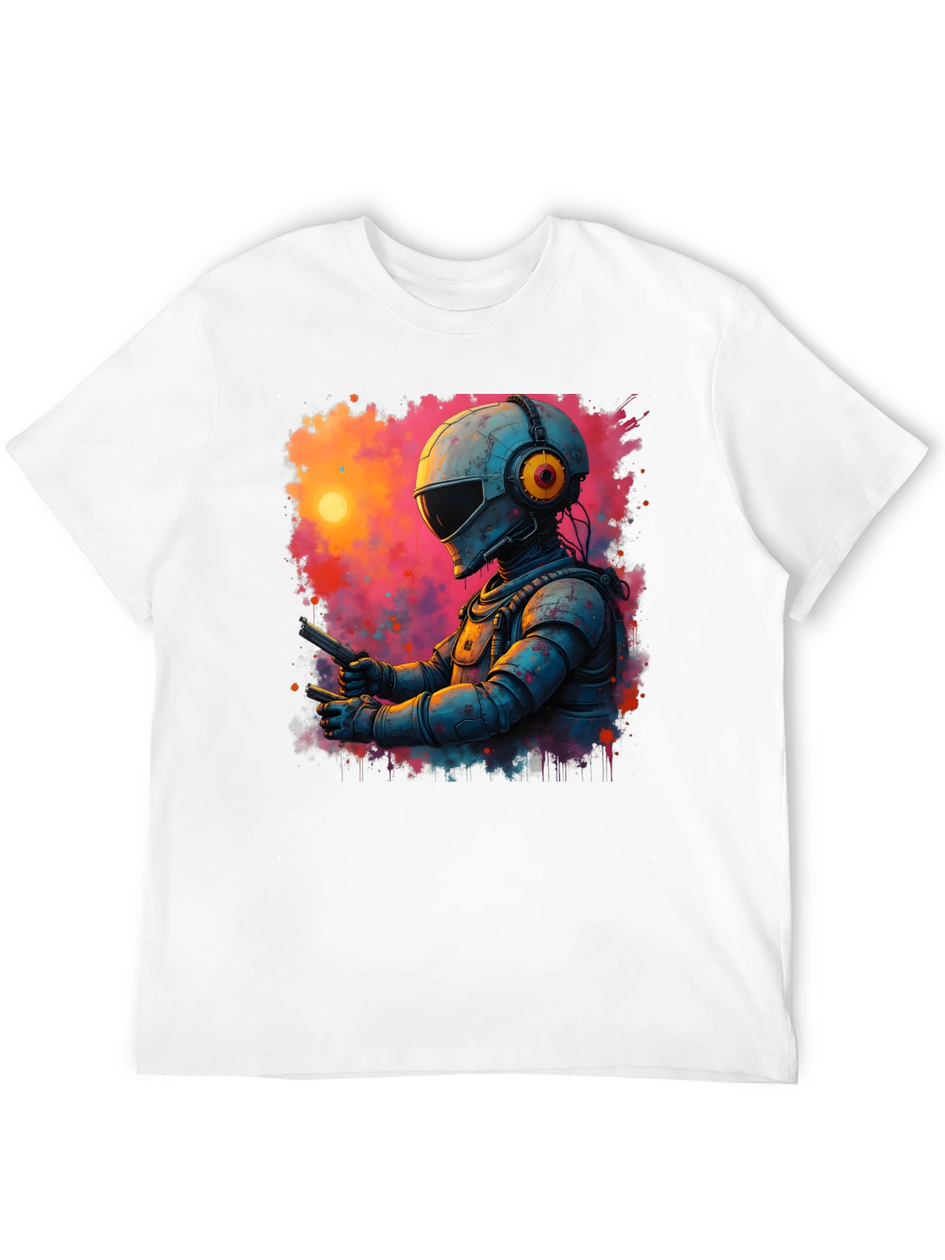 Black Retro Sci-Fi Astronaut T-Shirt view 12