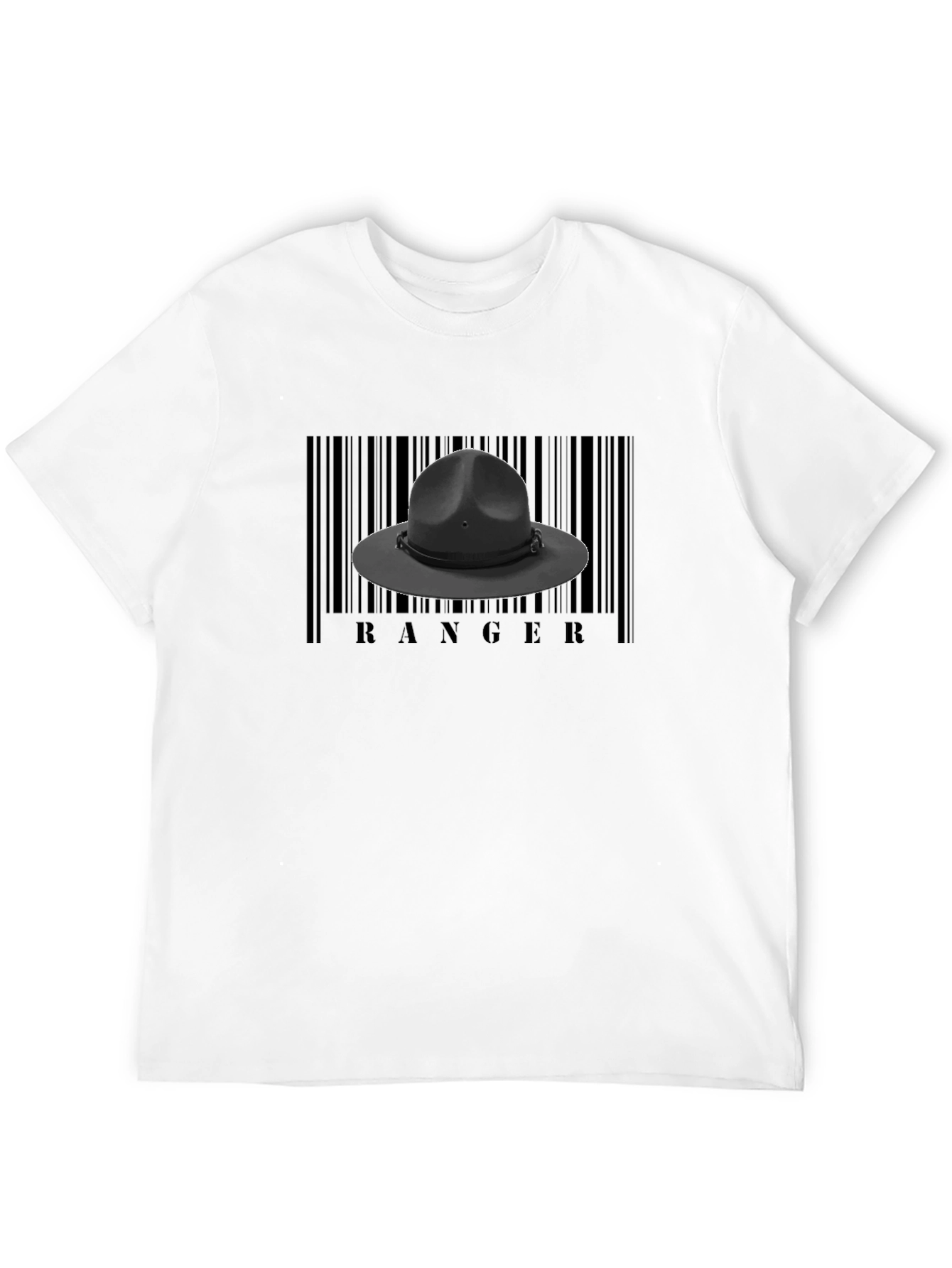 Black Ranger Hat Barcode T-Shirt - Unisex view 12