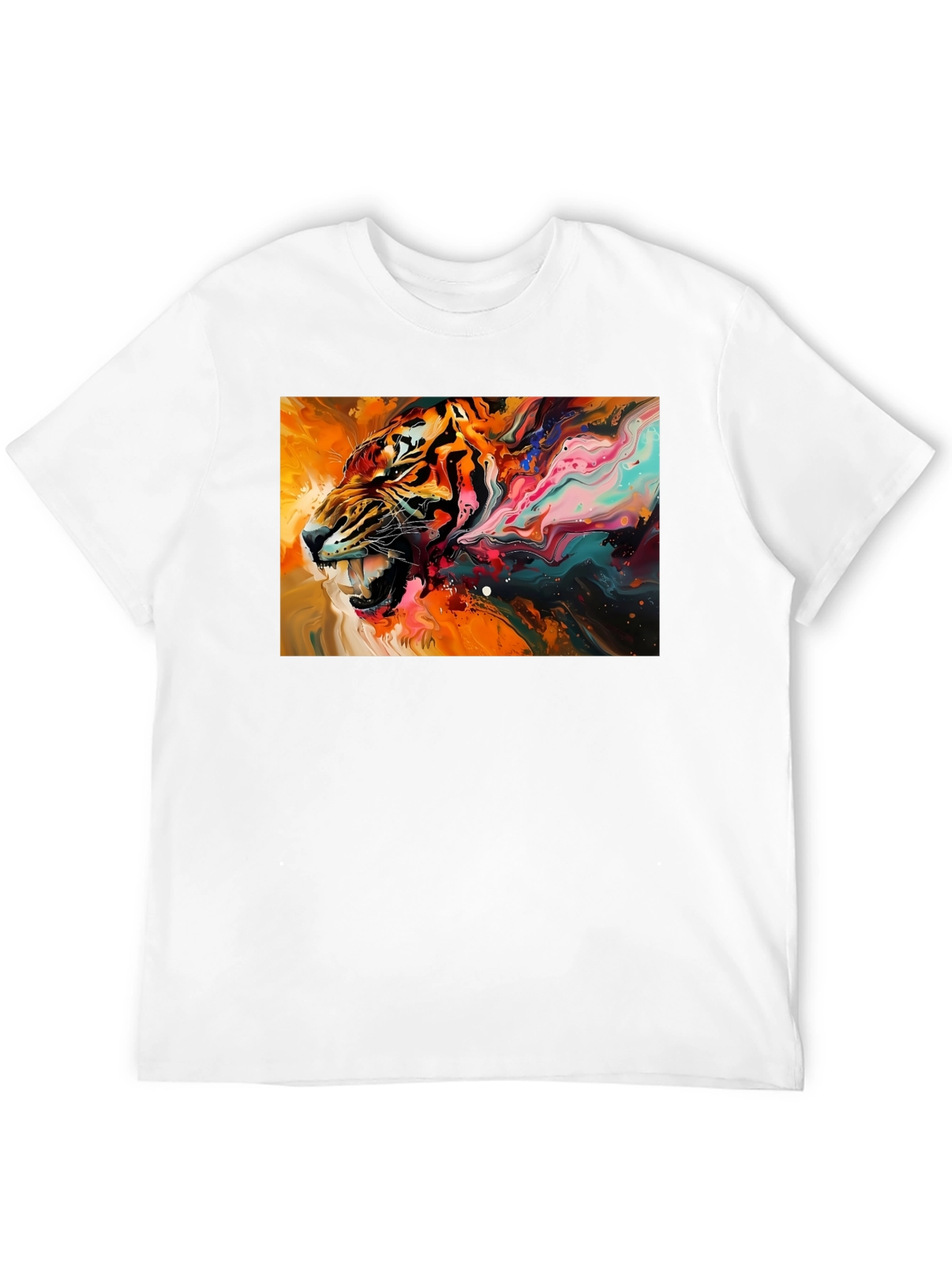 Black Roaring Tiger Graphic Black T-Shirt view 12