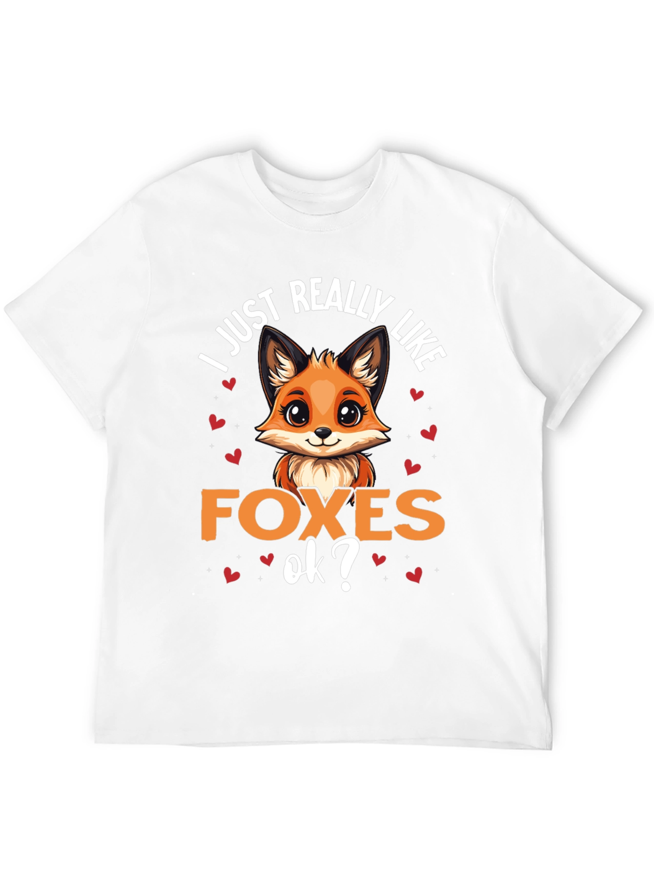 Black Cute Fox Lover T-Shirt - "I Just Really Like Foxes, Ok?" view 12