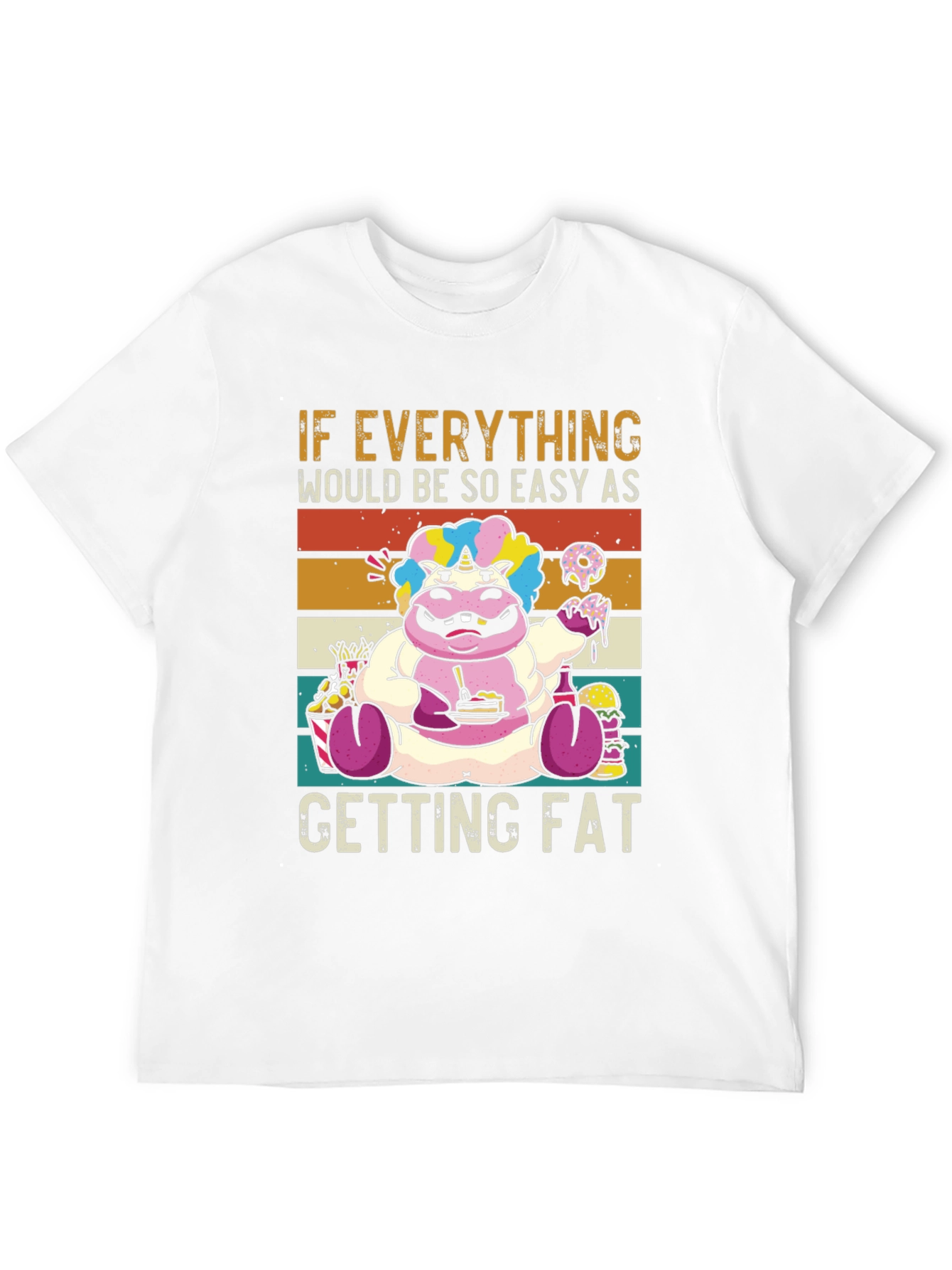 Black Funny Unicorn Hippo Easy Getting Fat Graphic T-Shirt view 12