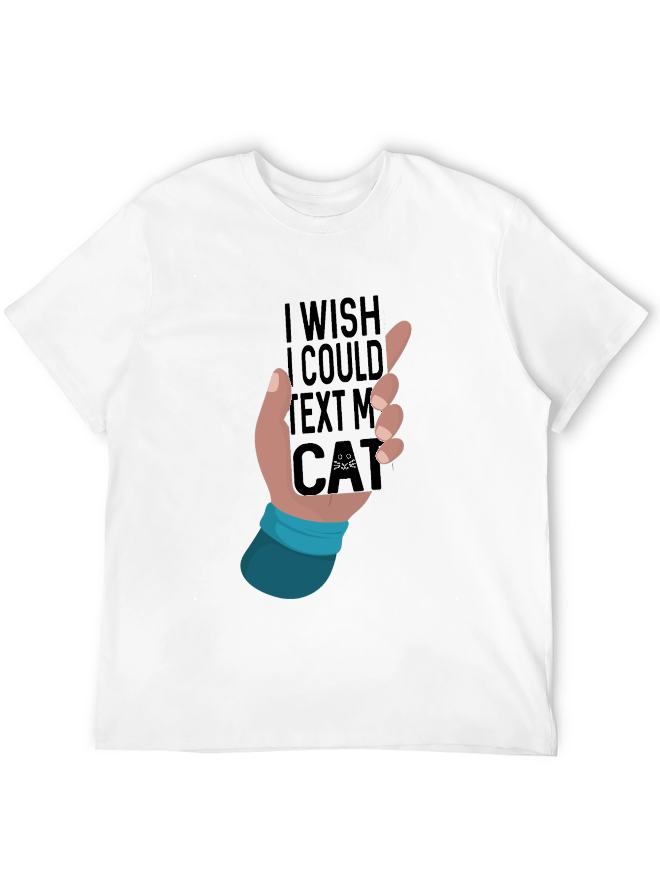 Black I Wish I Could Text My Cat T-Shirt view 12