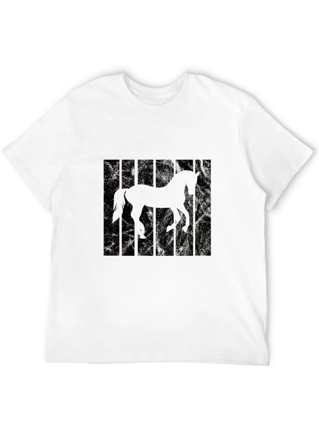 Black Horse Silhouette Men's Black T-Shirt view 12