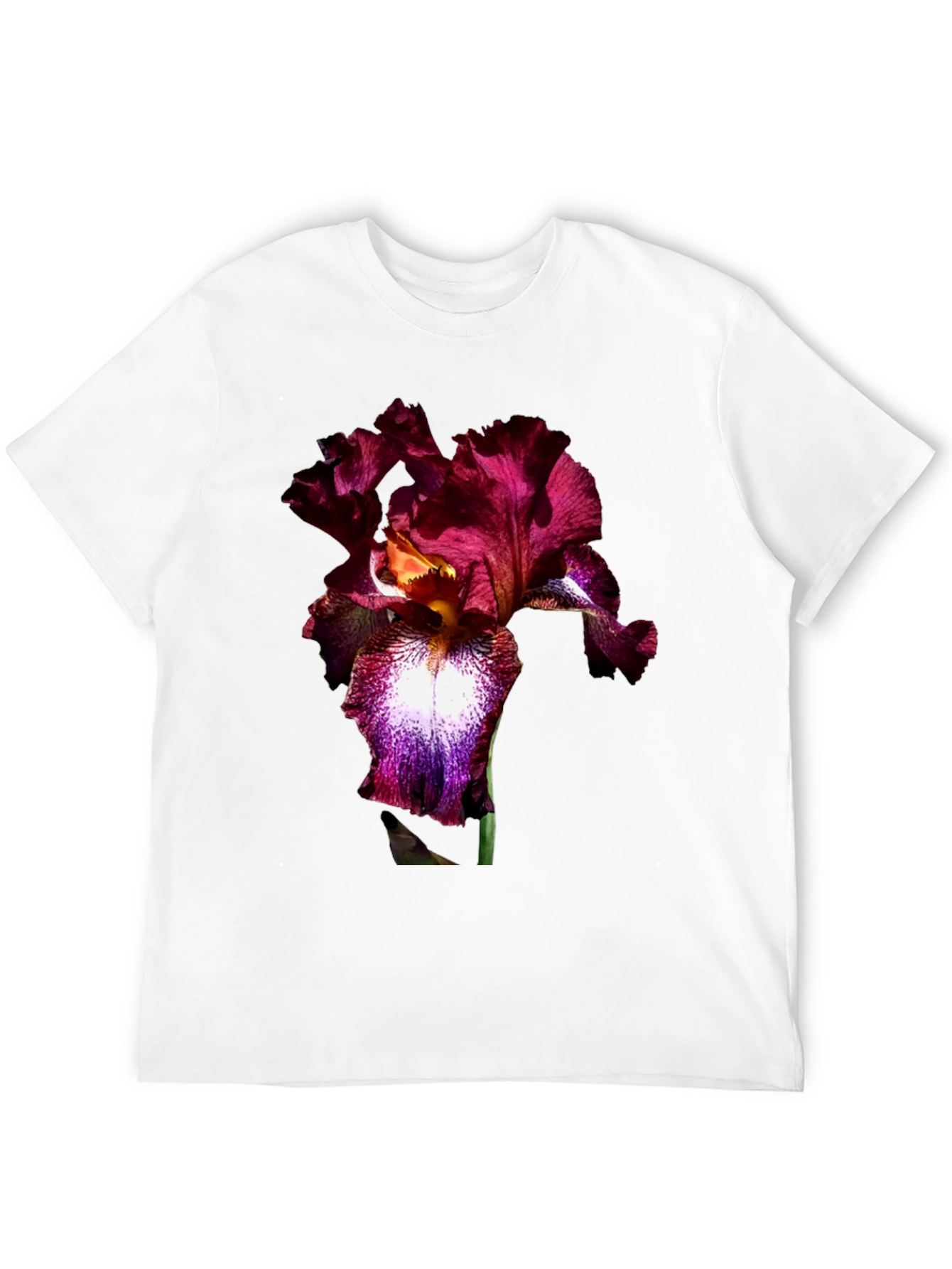 Black Floral Iris Print Black T-Shirt view 12