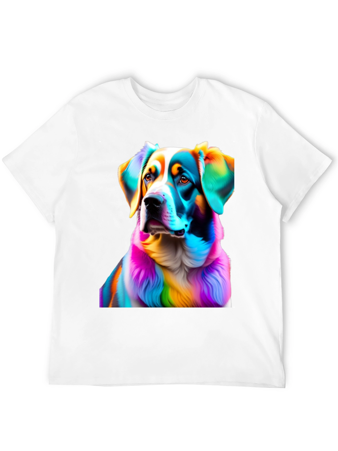 Black Rainbow Dog Portrait Black T-Shirt view 12