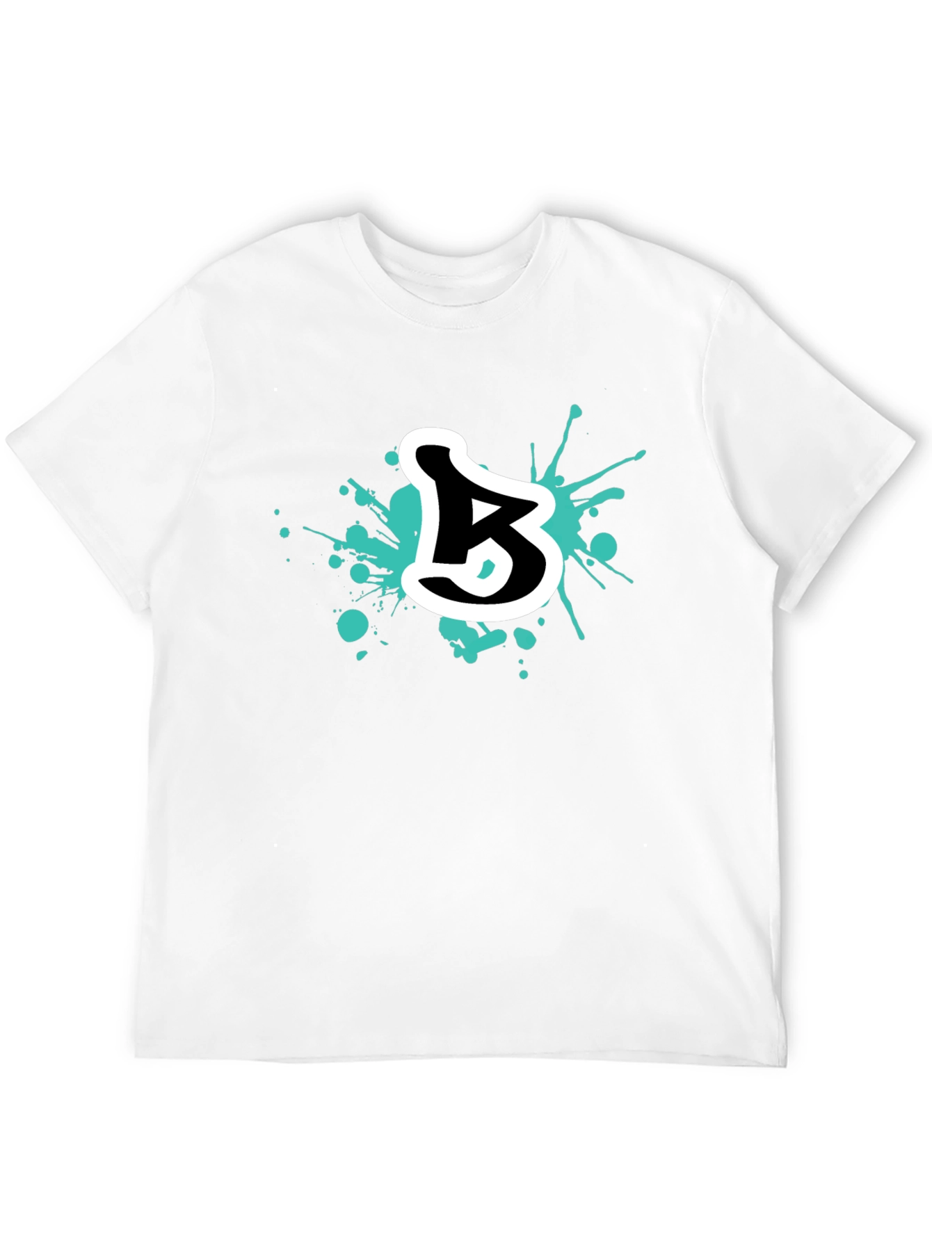 Black Abstract Letter B Graphic Tee - Black Cotton Blend view 12