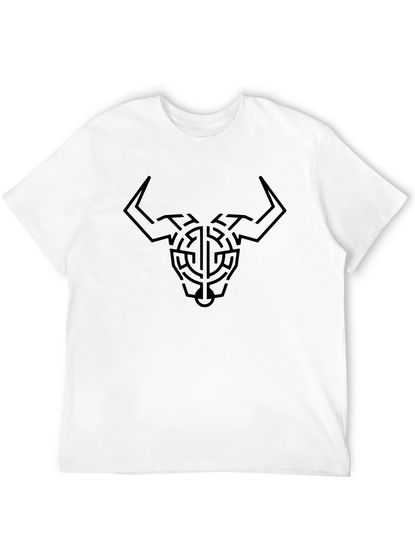 Black Abstract Bull Head T-Shirt - Black view 12