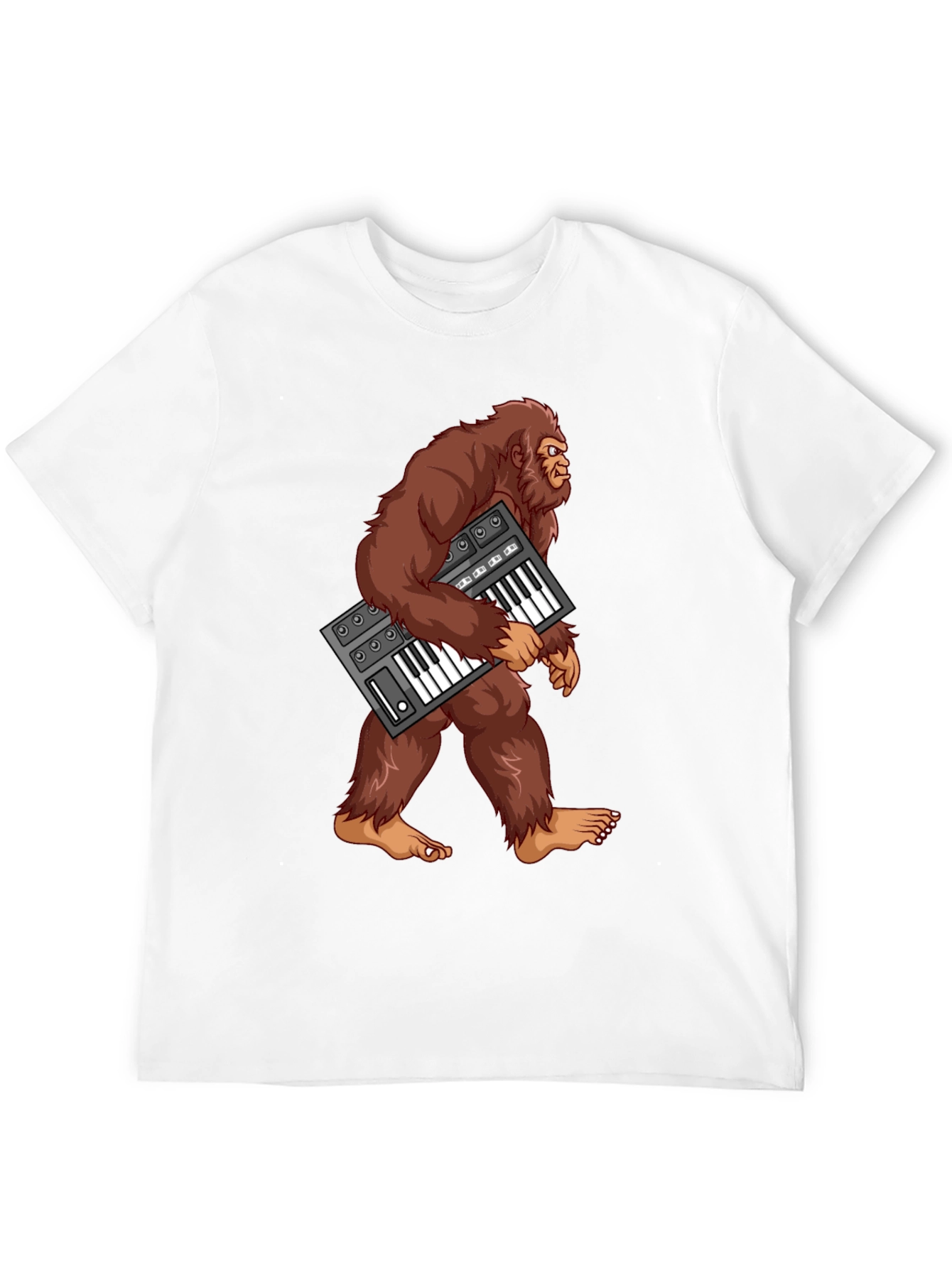 Black Sasquatch Synthesizer T-Shirt - Bigfoot Keyboard Tee view 12