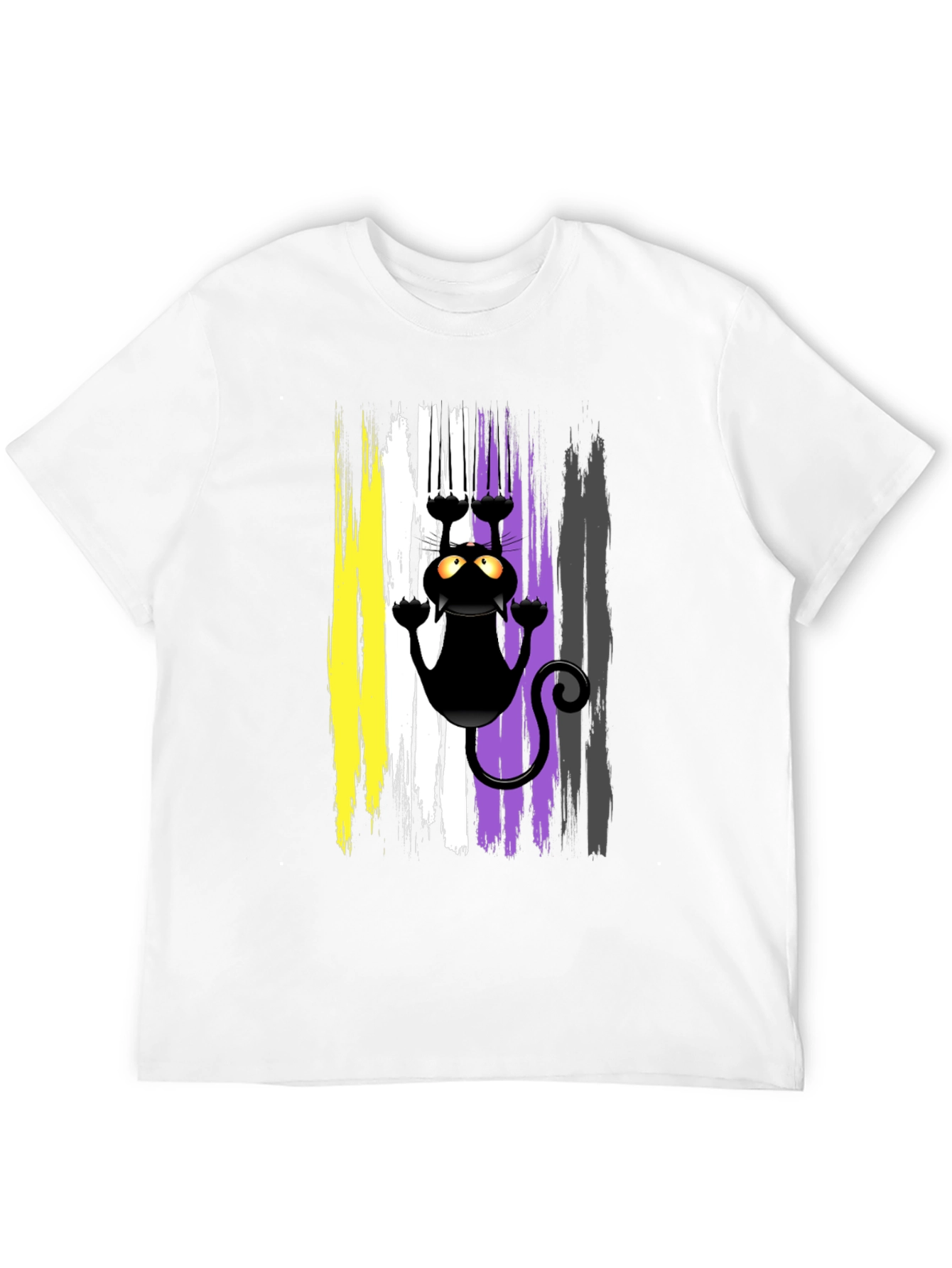 Black Non-Binary Pride Cat T-Shirt view 12