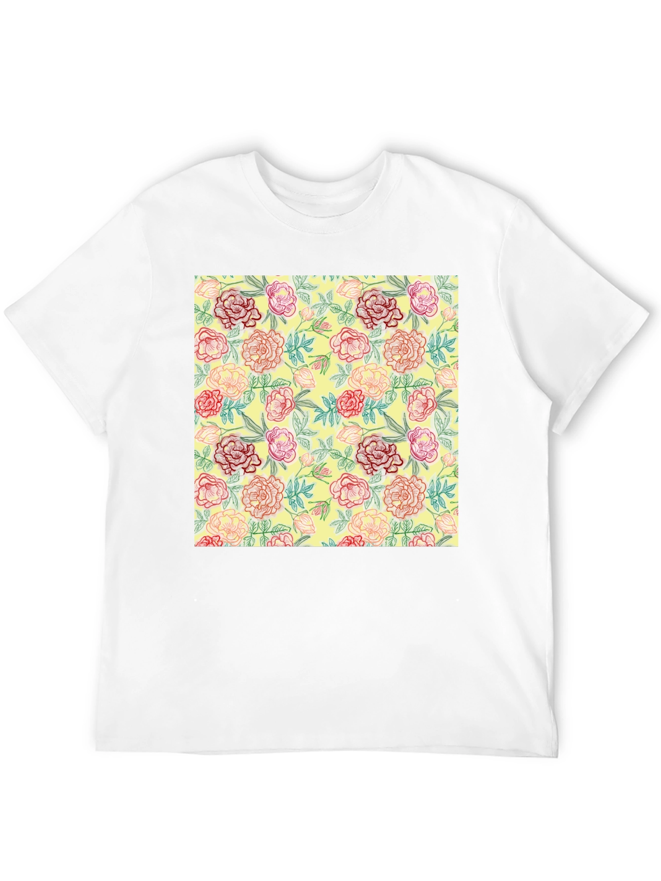 Black Floral Print Crew Neck T-Shirt view 12