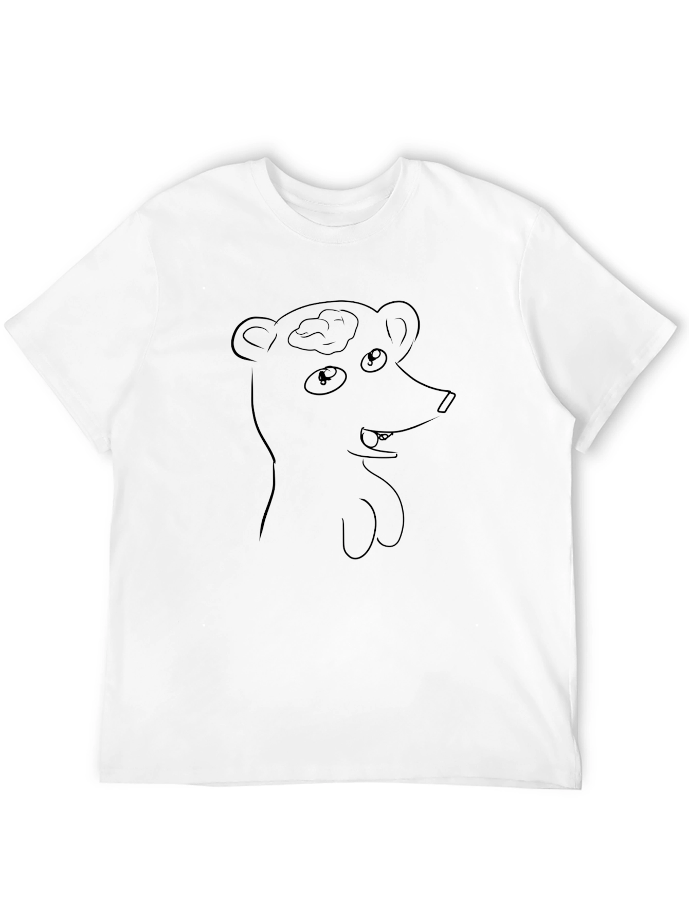 Black Men's Black T-Shirt with Cartoon Bear Design view 12