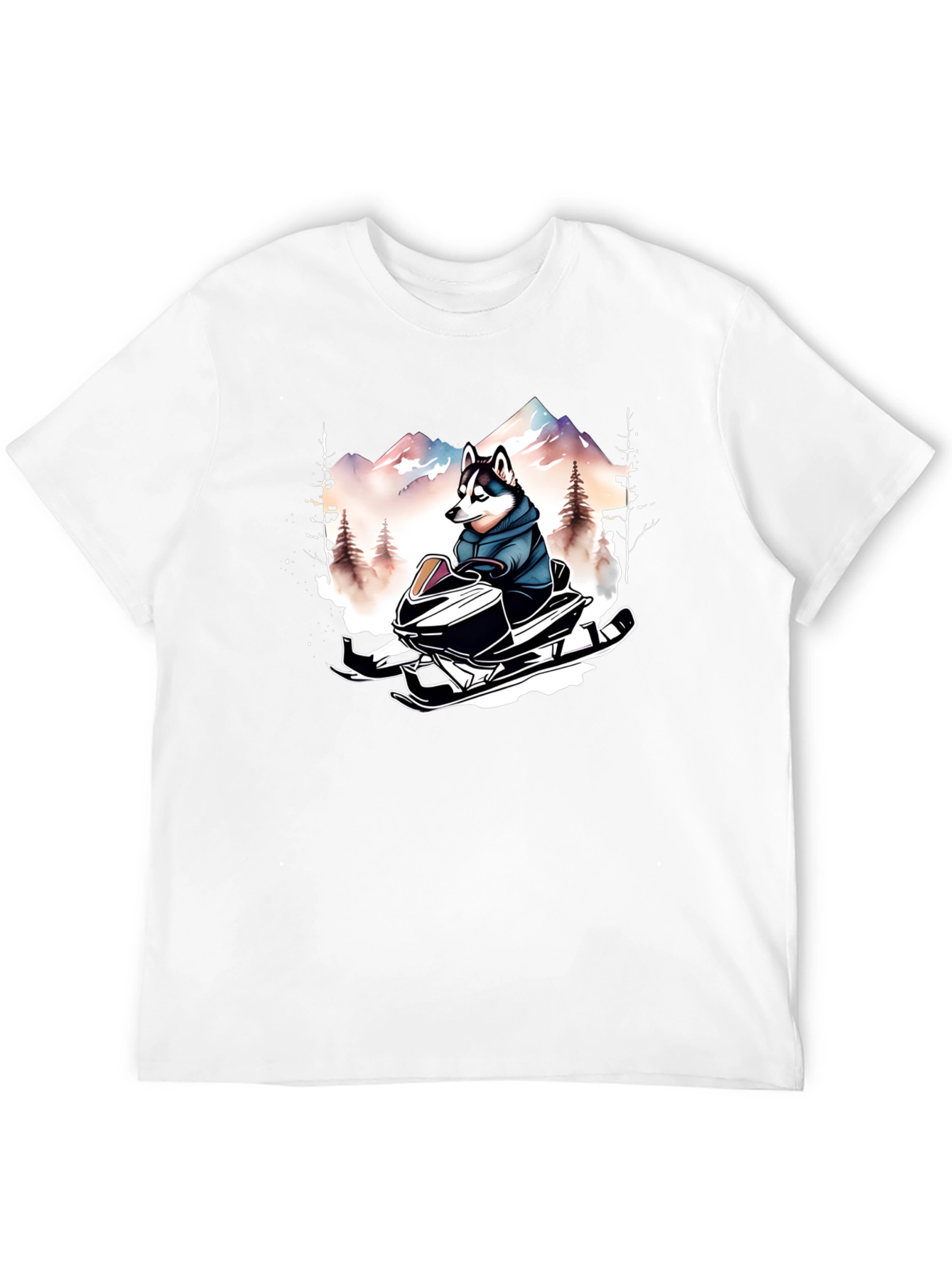 Black Husky on Snowmobile Graphic Tee view 12