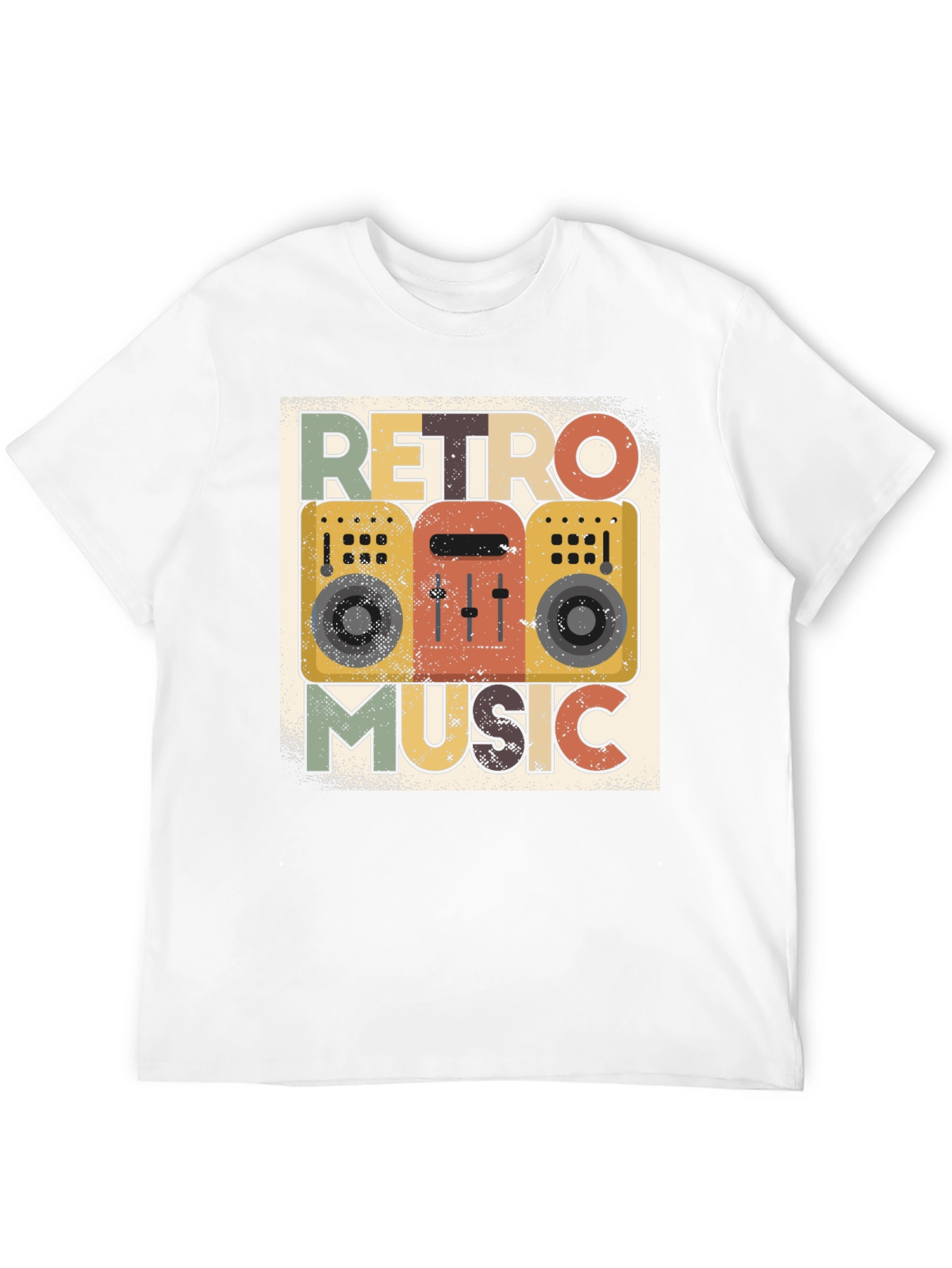Black Retro Music Graphic Tee - Vintage Boombox T-Shirt view 12