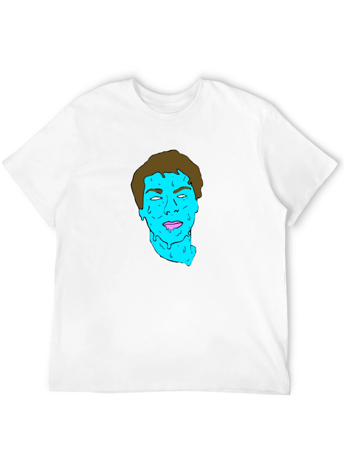Black Graphic Tee - Blue Alien Drip Face T-Shirt view 12