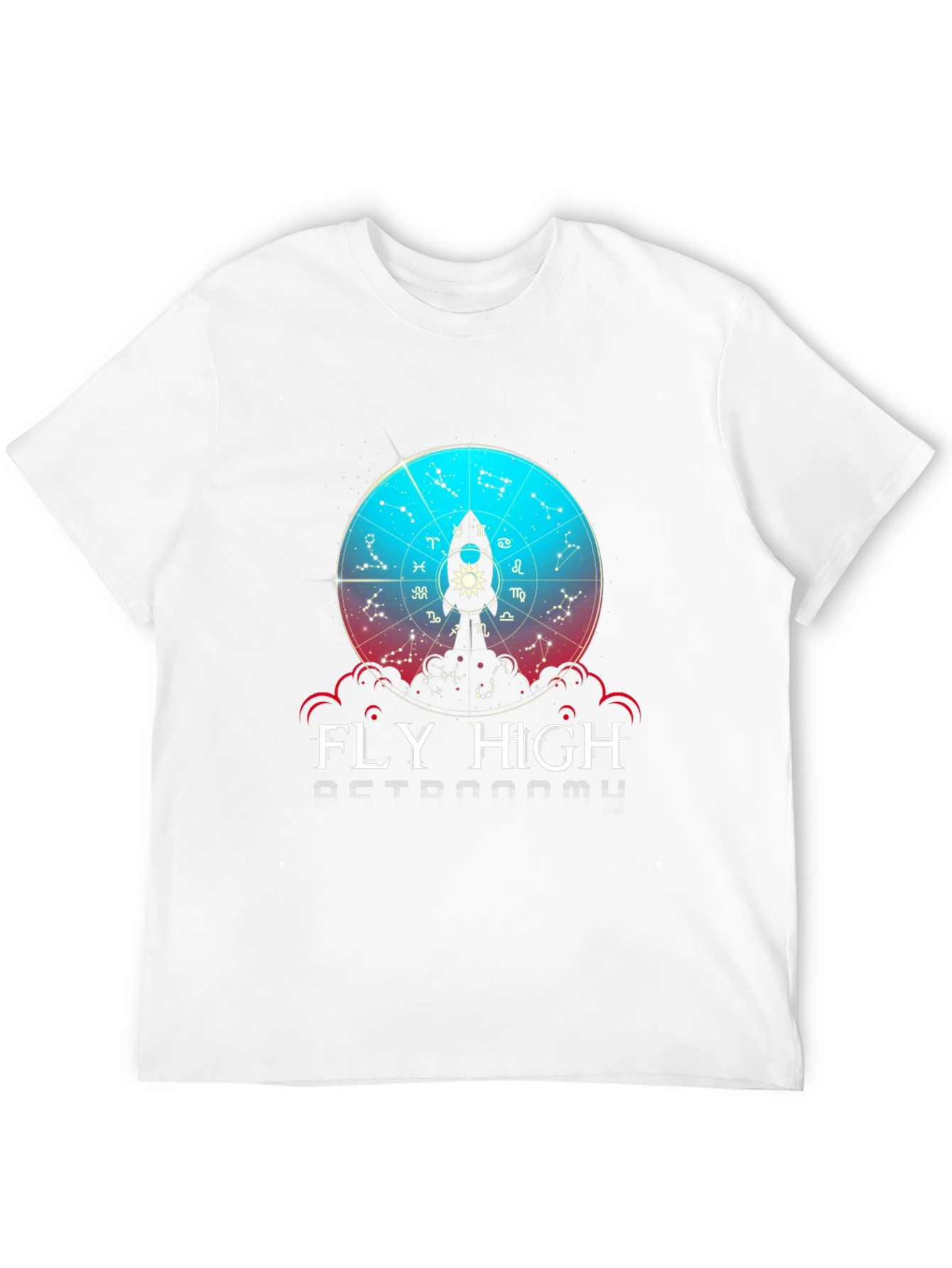 Black Fly High Astronomy T-Shirt - Zodiac Rocket Design view 12