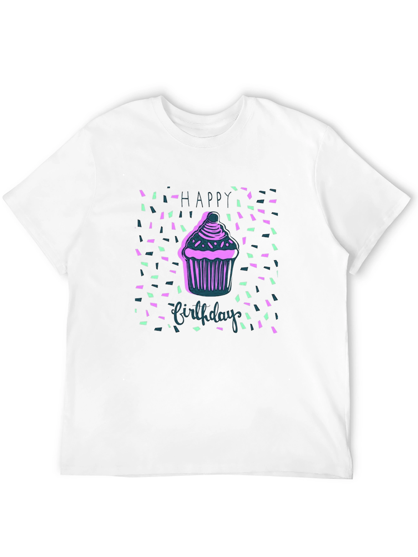 Black Happy Birthday Cupcake T-Shirt view 12