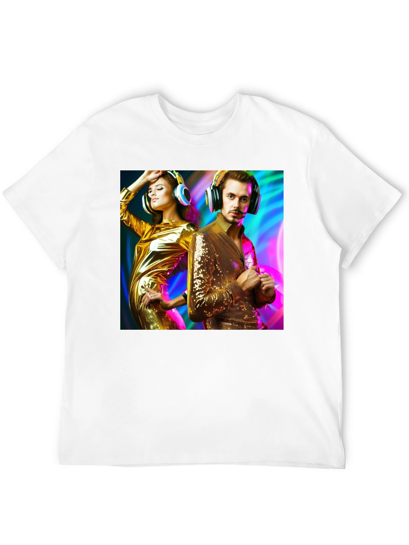 Black Retro Disco Couple Graphic T-Shirt view 12