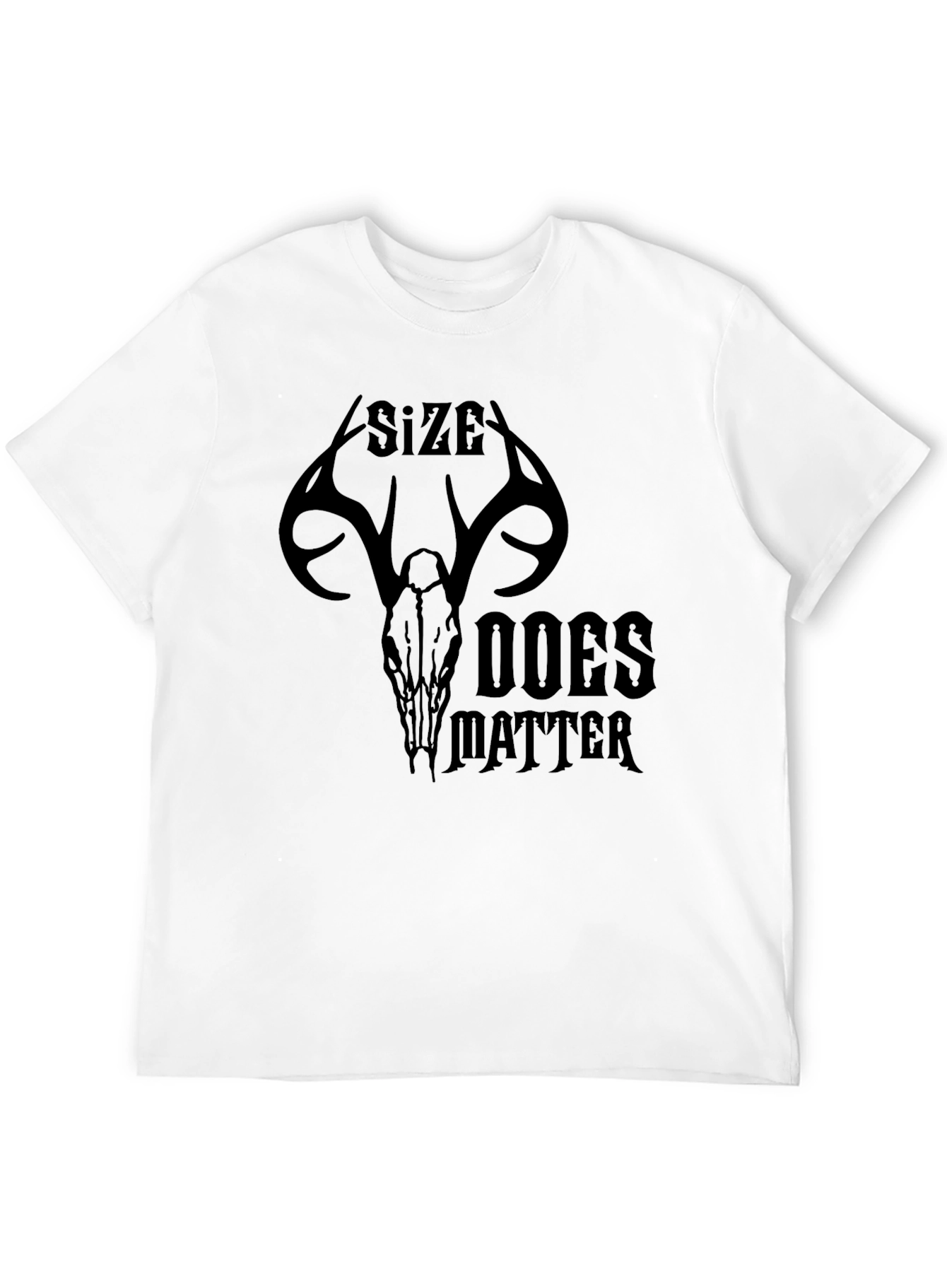 Black Size Does Matter Deer Skull Graphic Tee view 12