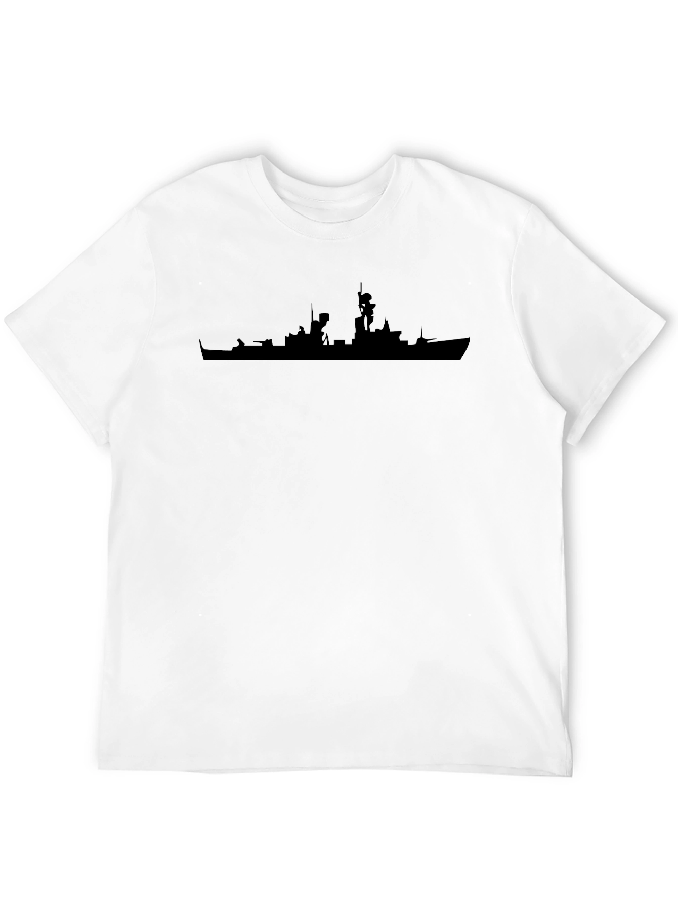 Black Navy Ship Silhouette Black T-Shirt view 12