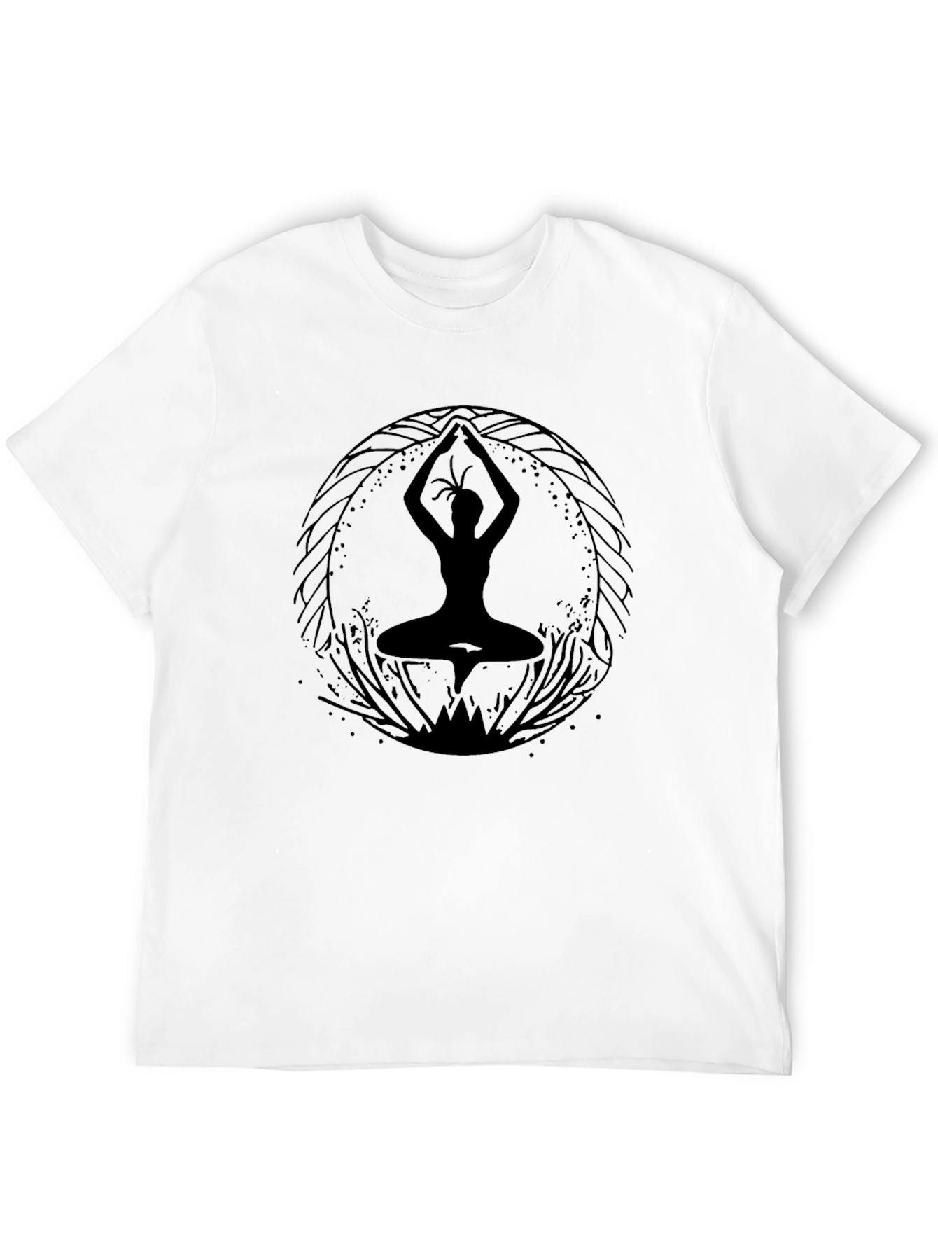 Black Yoga Silhouette Graphic T-Shirt - Black view 12