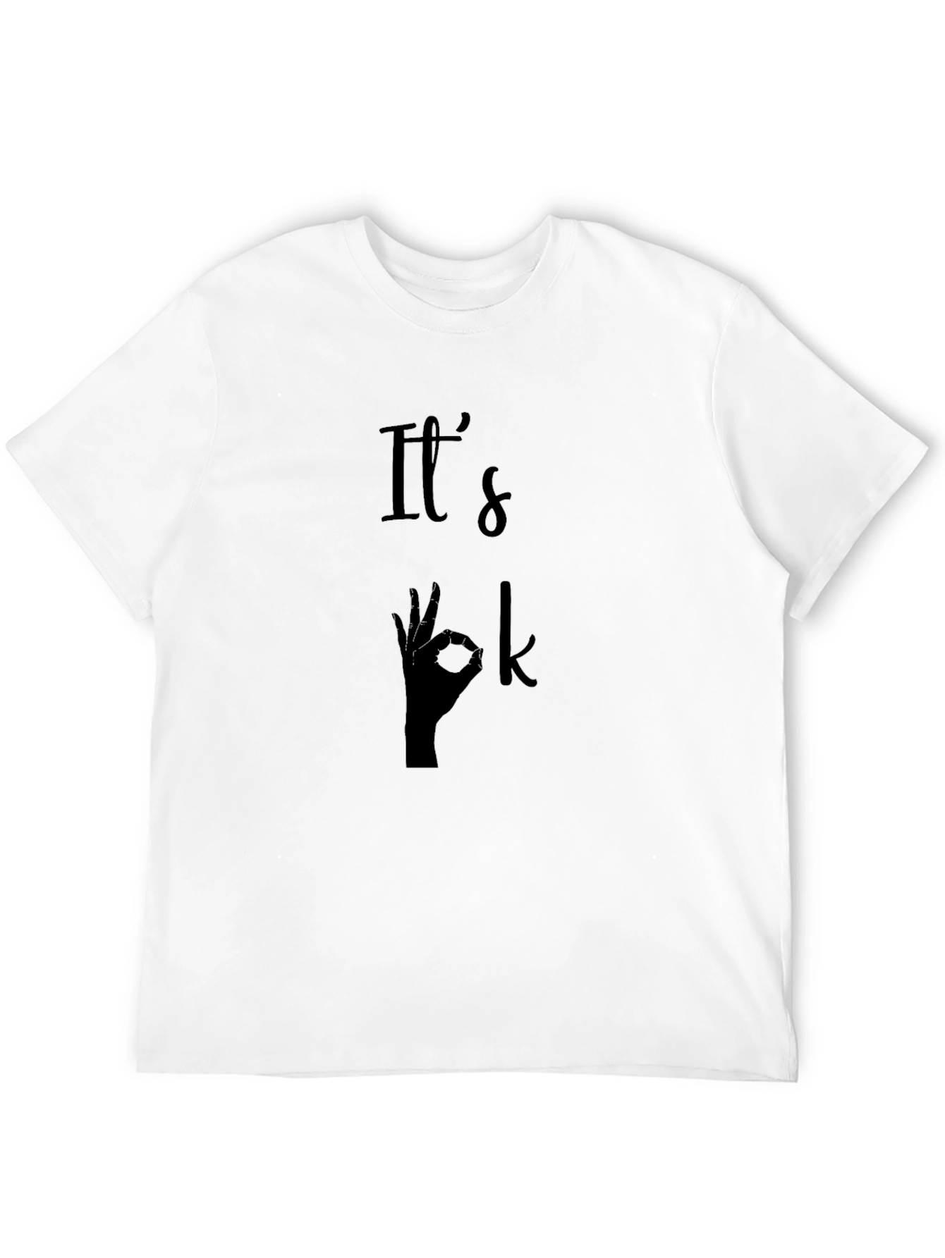 Black It's Ok Hand Gesture Graphic T-Shirt - Men's Black Tee view 12