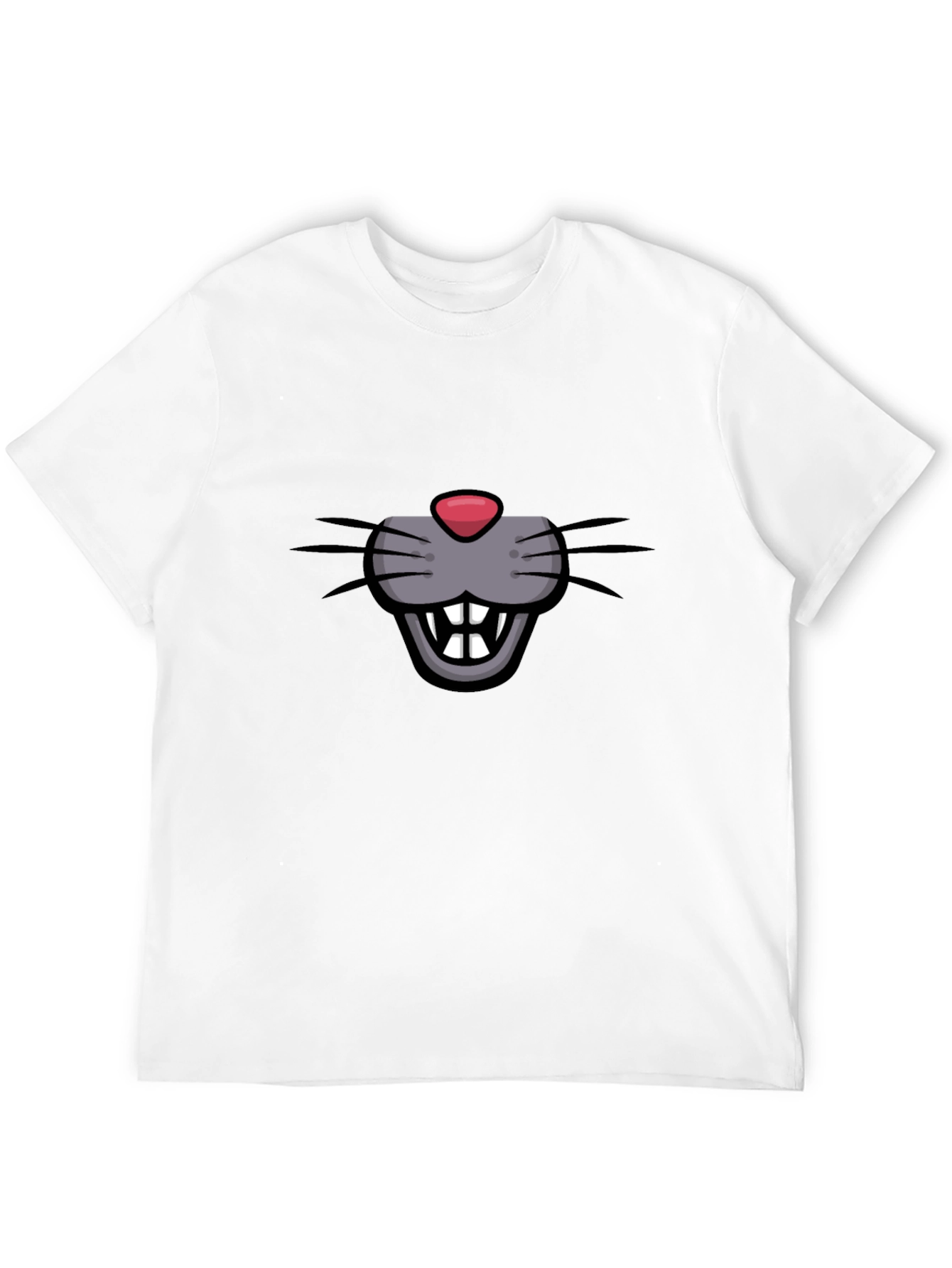Black Funny Cartoon Mouse Face Graphic Black T-Shirt view 12