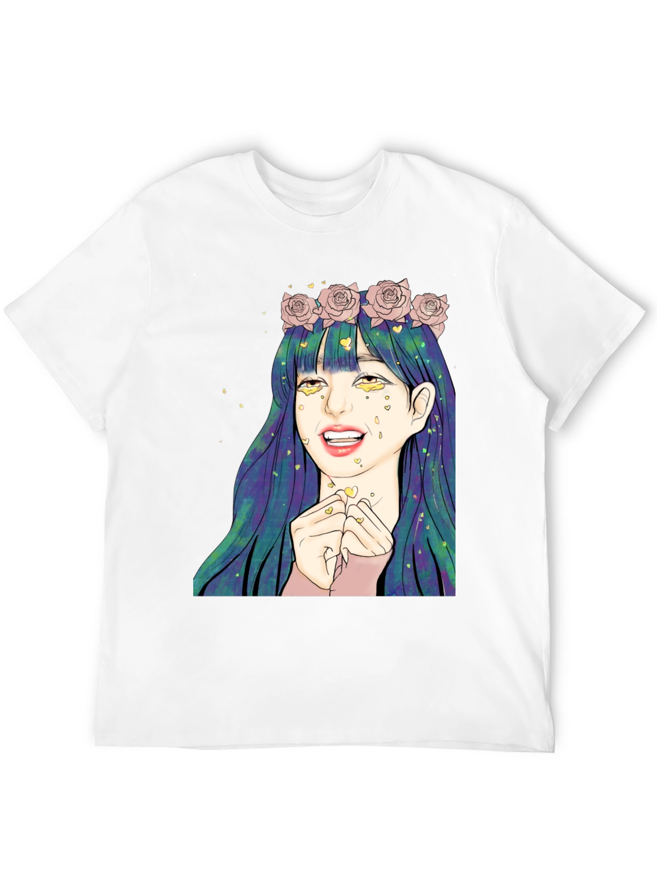 Black Anime Girl Graphic Tee - Black Unisex T-Shirt view 12
