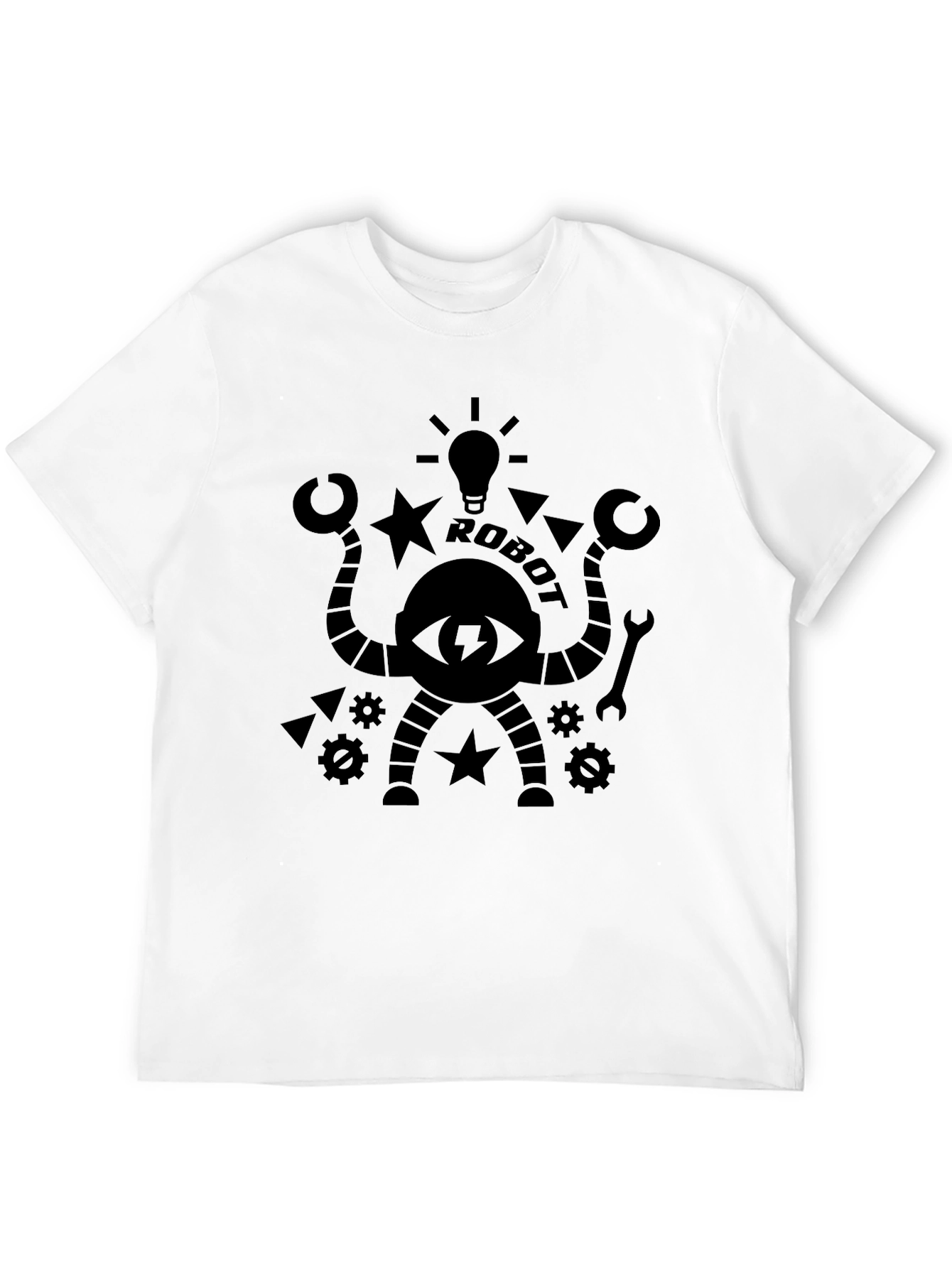 Black Robot Graphic Tee - Cool Black Design view 12