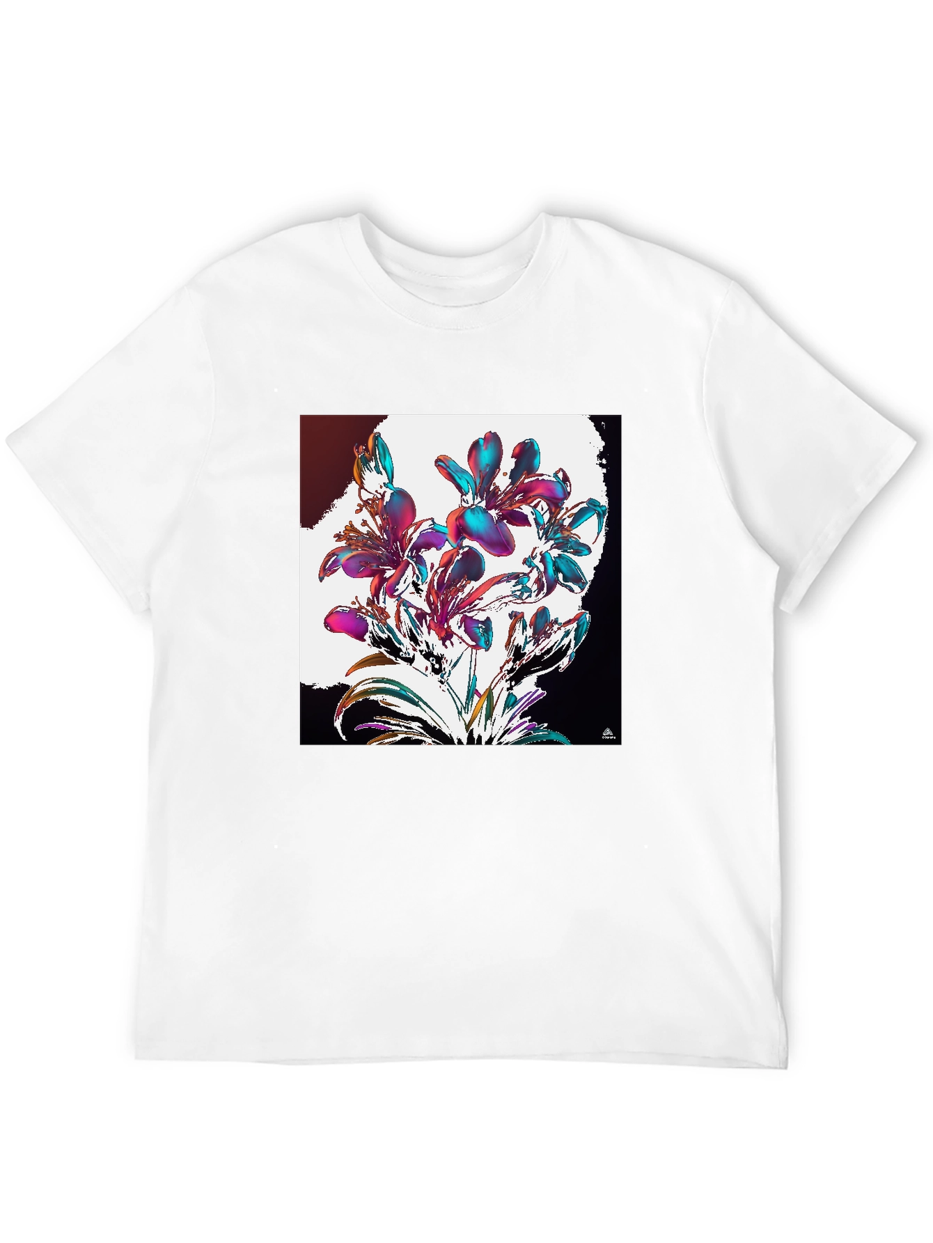 Black Floral Abstract Graphic Black T-Shirt view 12