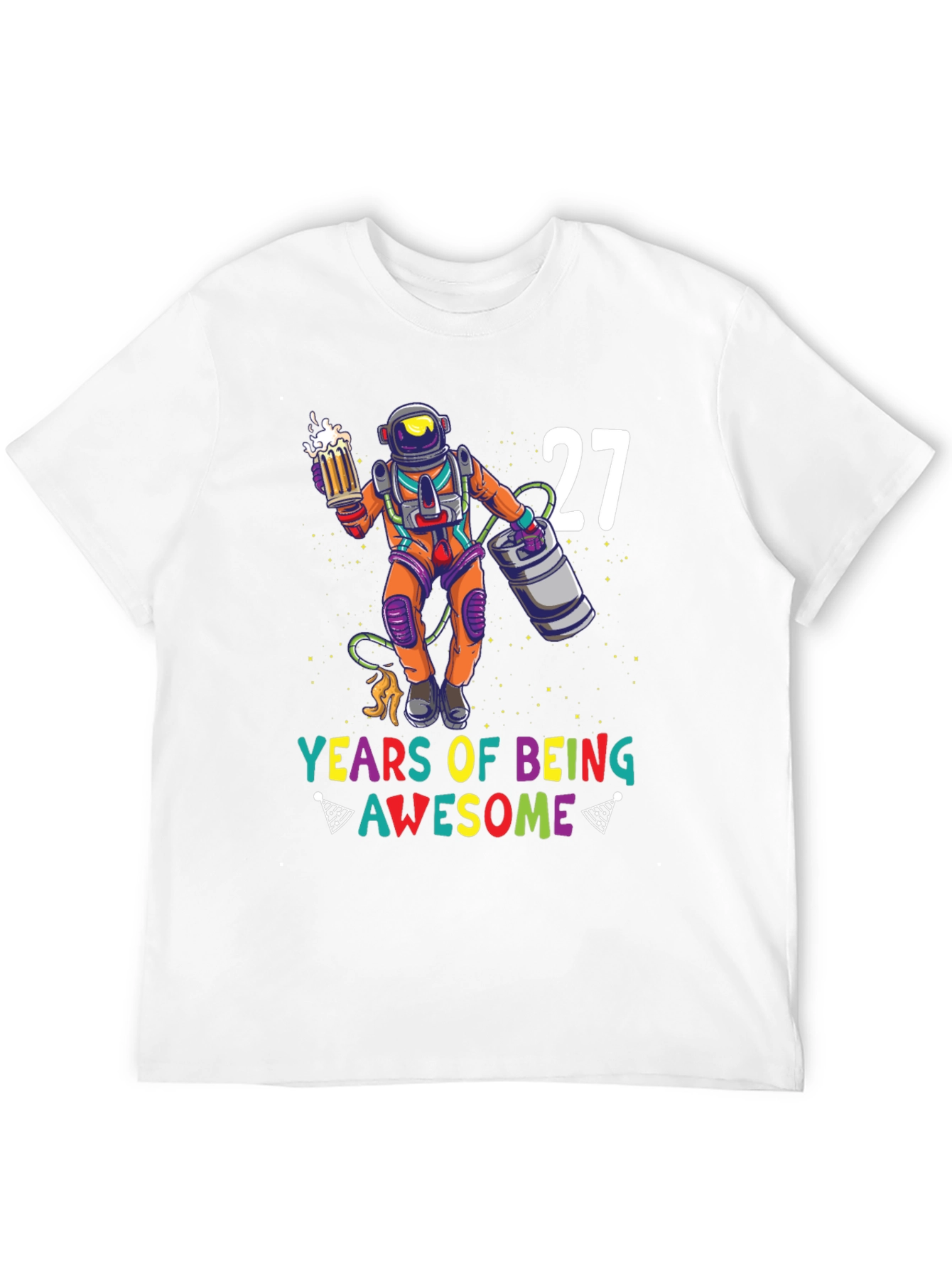 Black 27th Birthday Astronaut Beer T-Shirt view 12