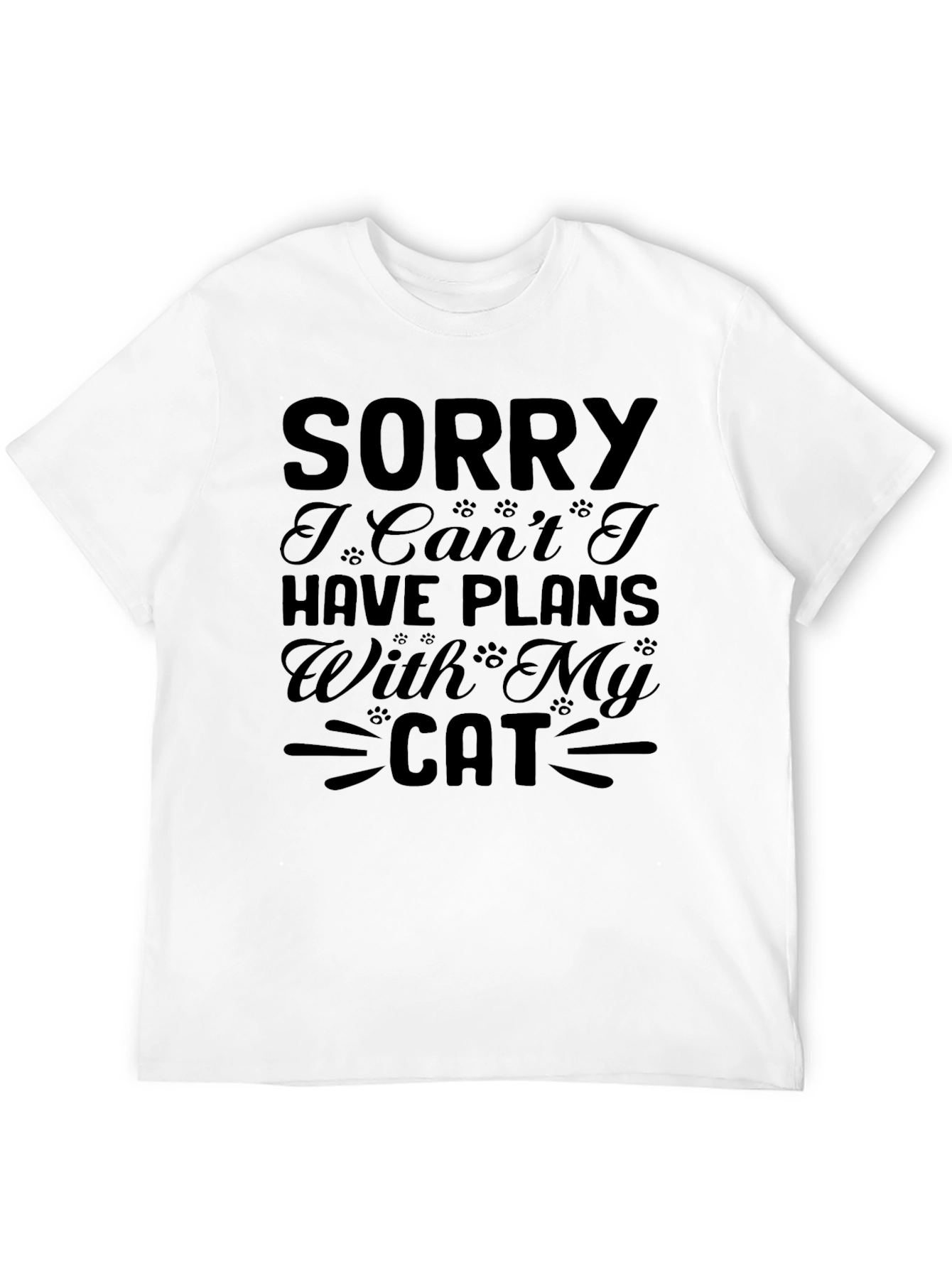 Black Sorry Plans with Cat Graphic Tee view 12