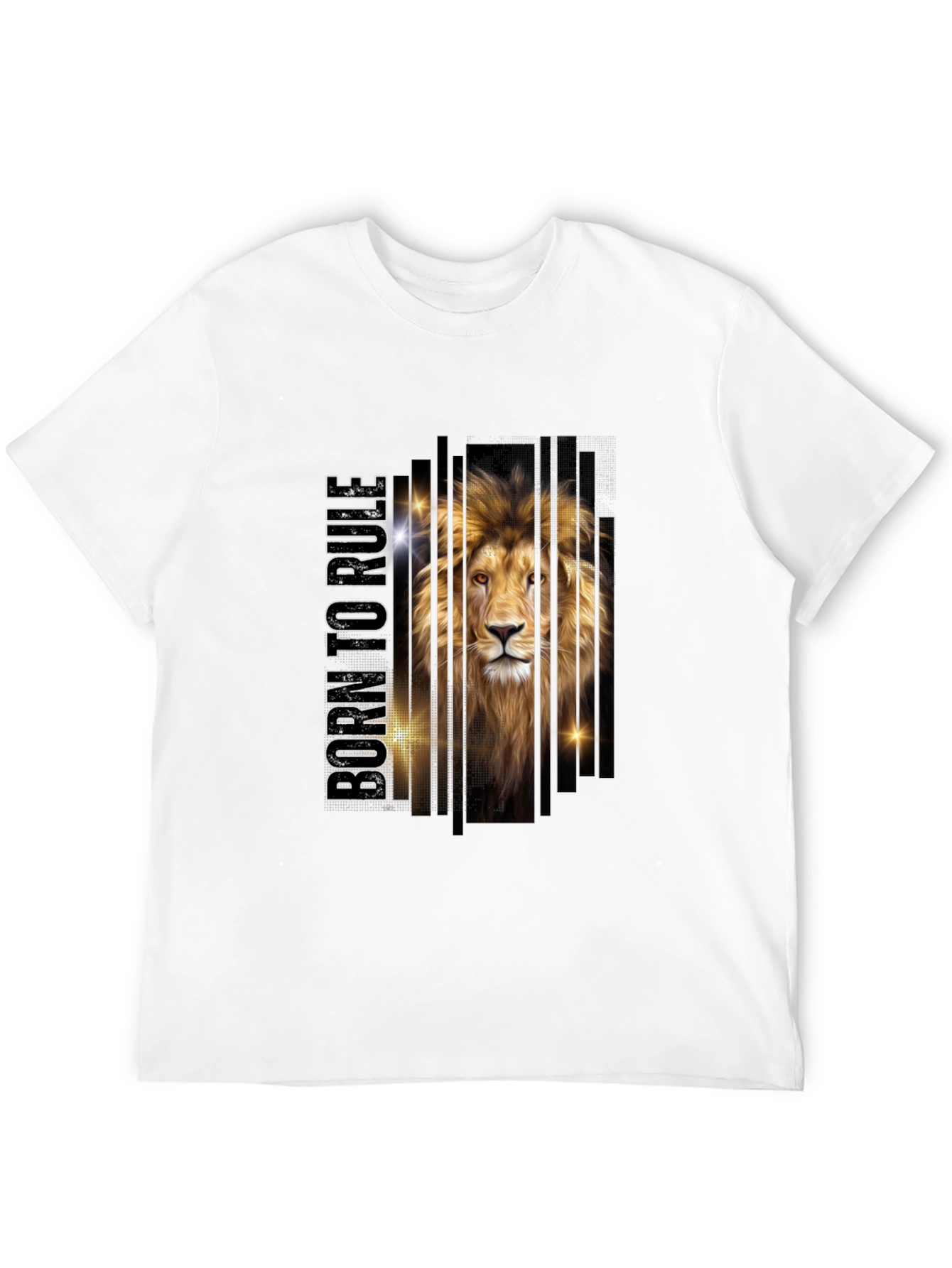 Black Born to Rule Lion Graphic Print Tee - Stylish Men's Black T-Shirt view 12