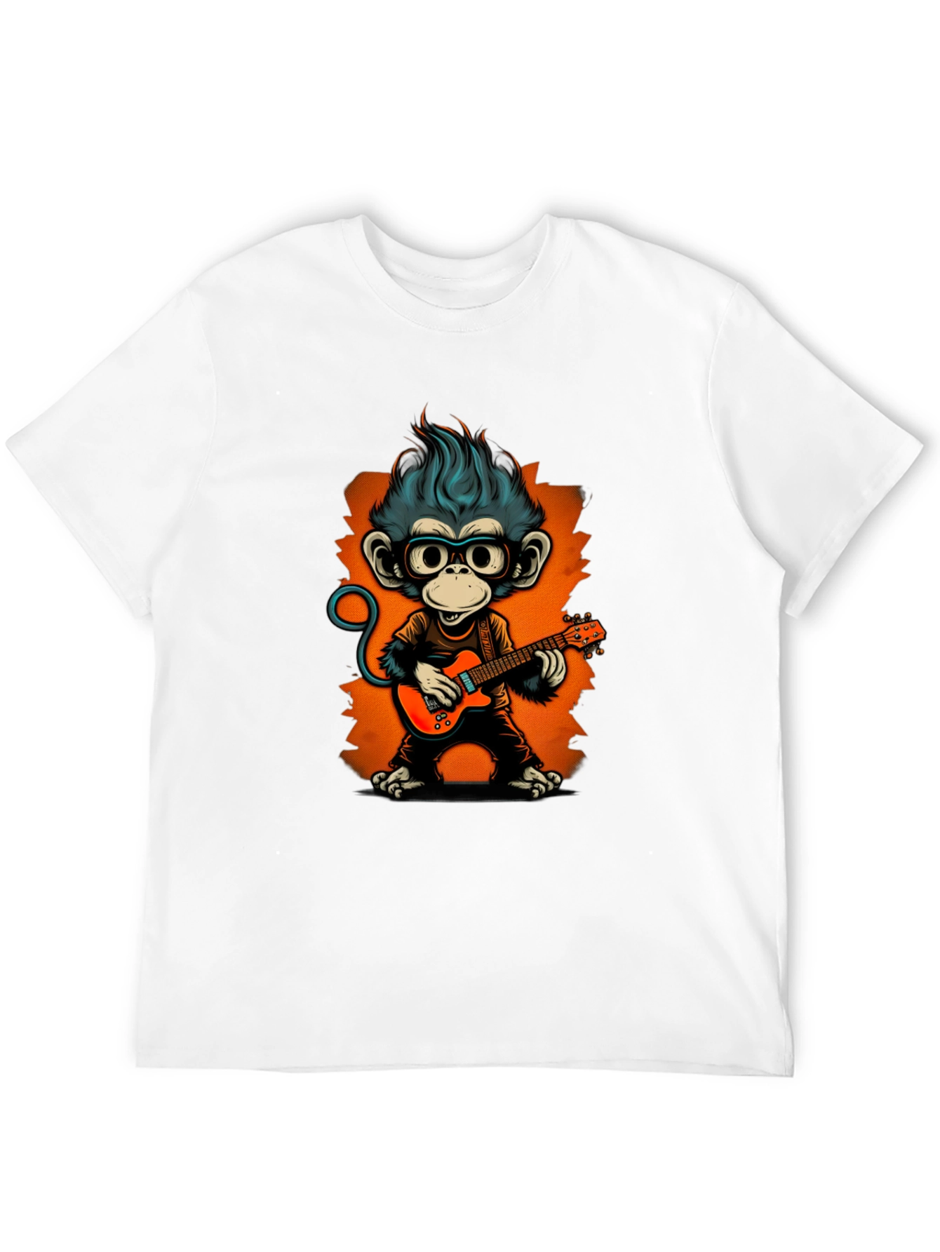 Black Cool Monkey Guitarist Graphic Tee view 12