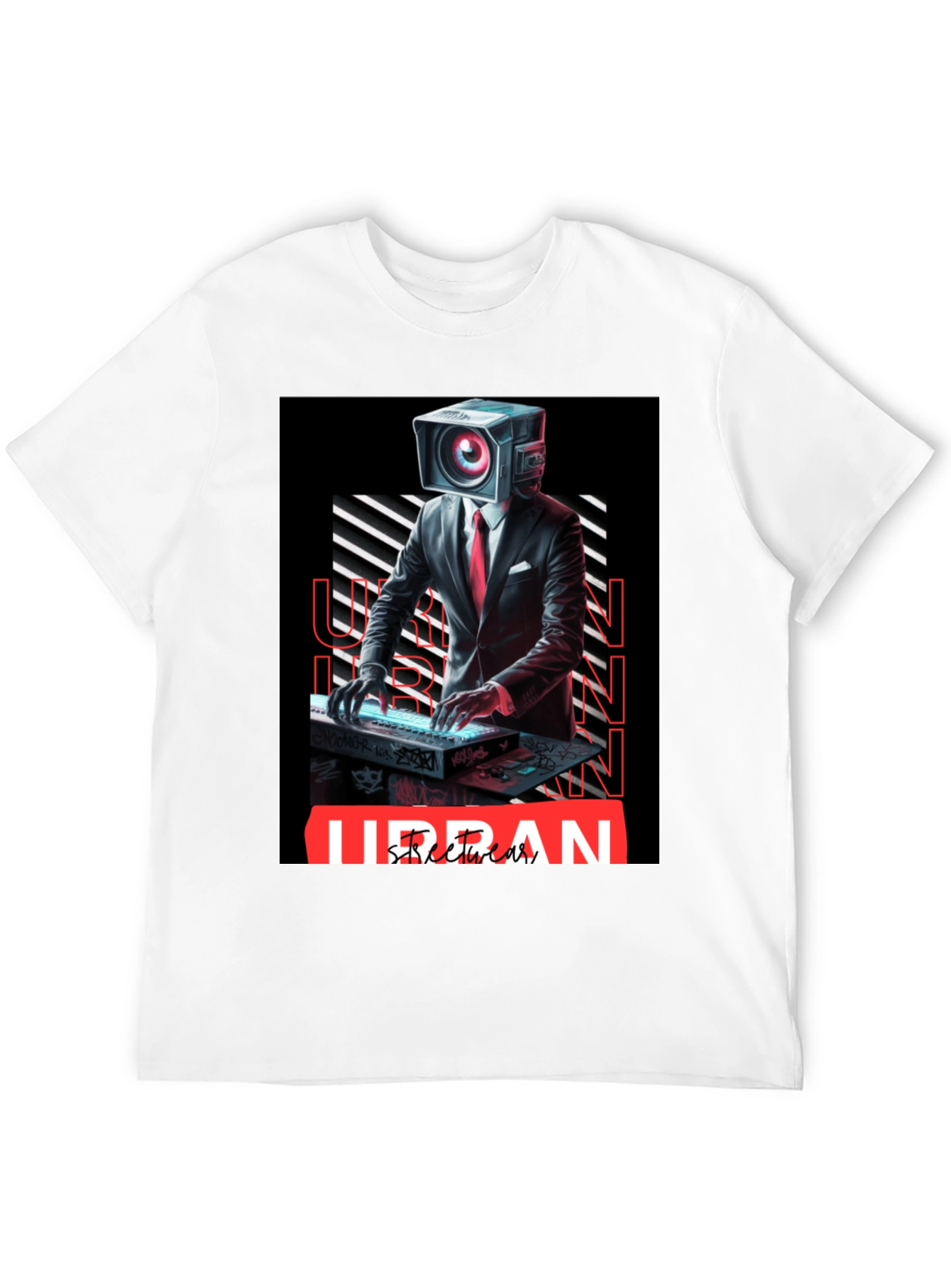 Black Urban Streetwear Camera Head DJ Graphic Tee view 12