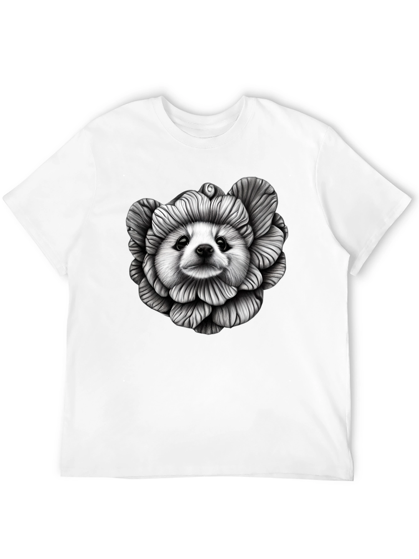 Black Dog Flower Graphic Tee - Unique Art T-Shirt view 12