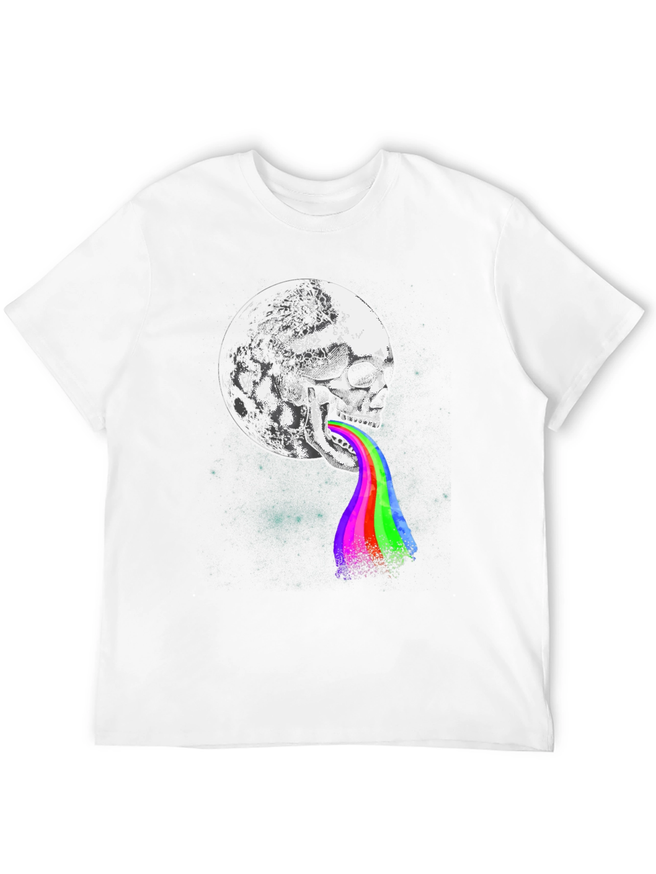 Black Skull Moon Rainbow Tongue Graphic Tee view 12