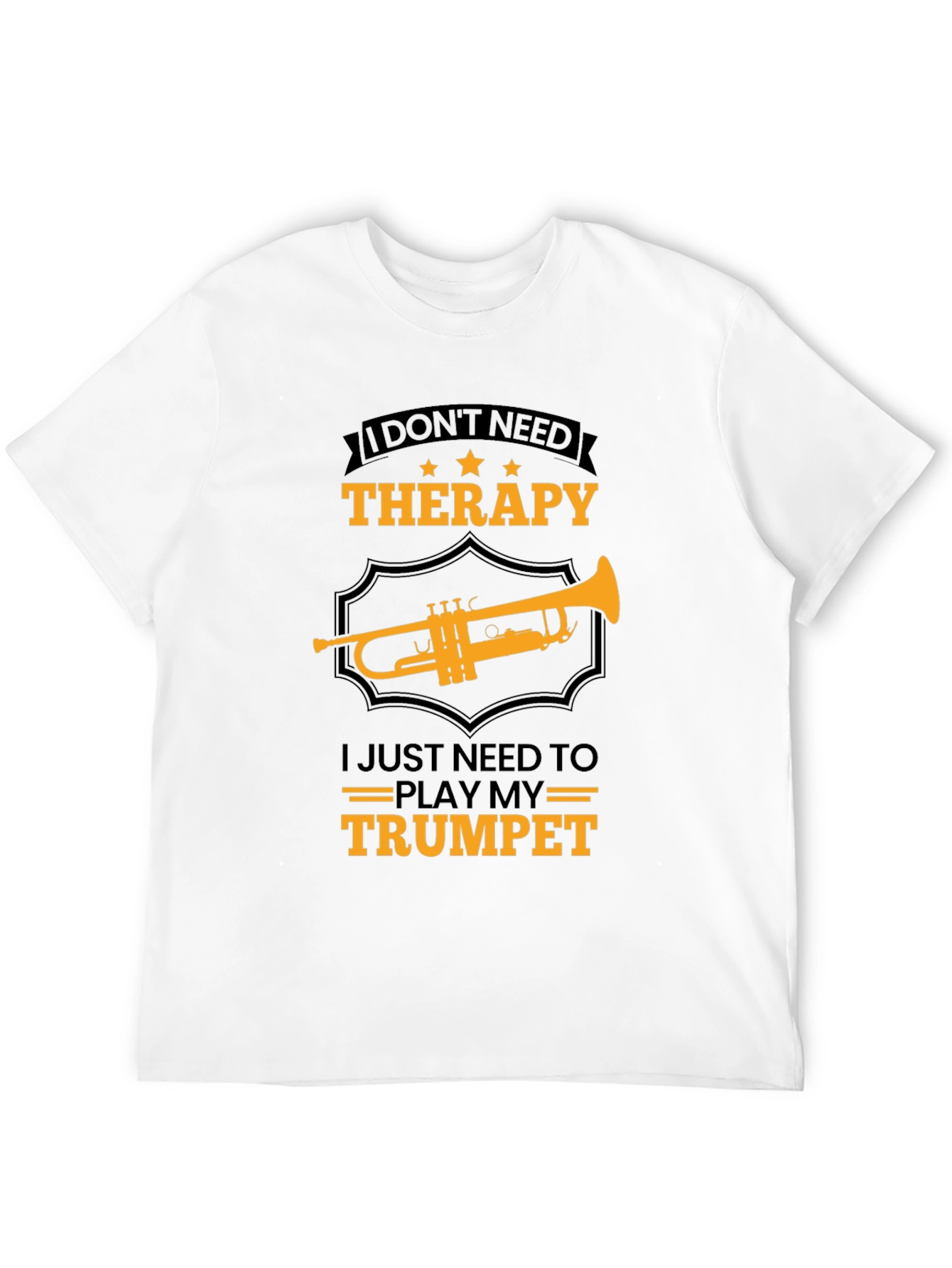 Black Trumpet Therapy T-Shirt - Musician Gift view 12
