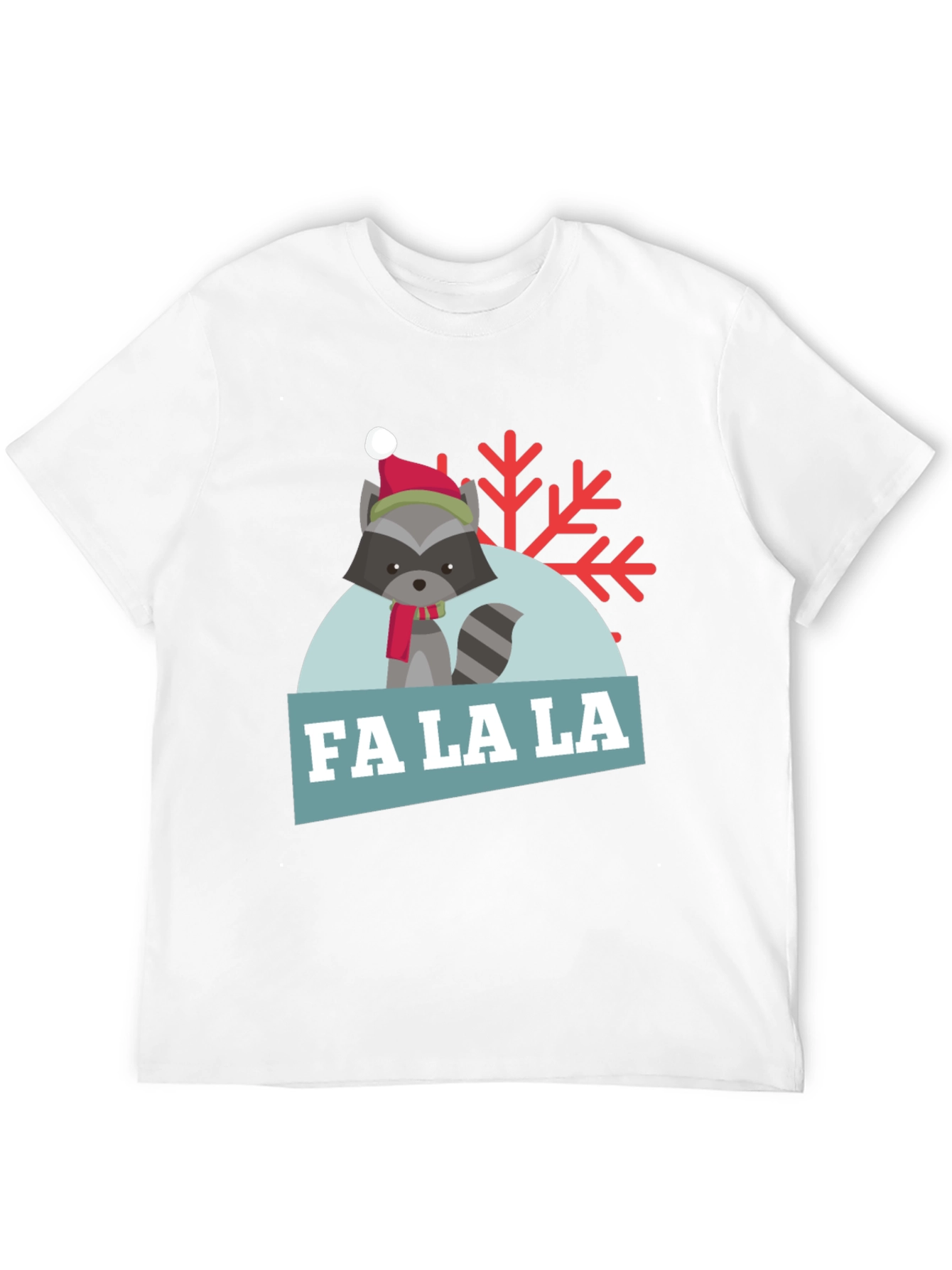 Black Festive Raccoon 'Fa La La' Holiday T-Shirt view 12