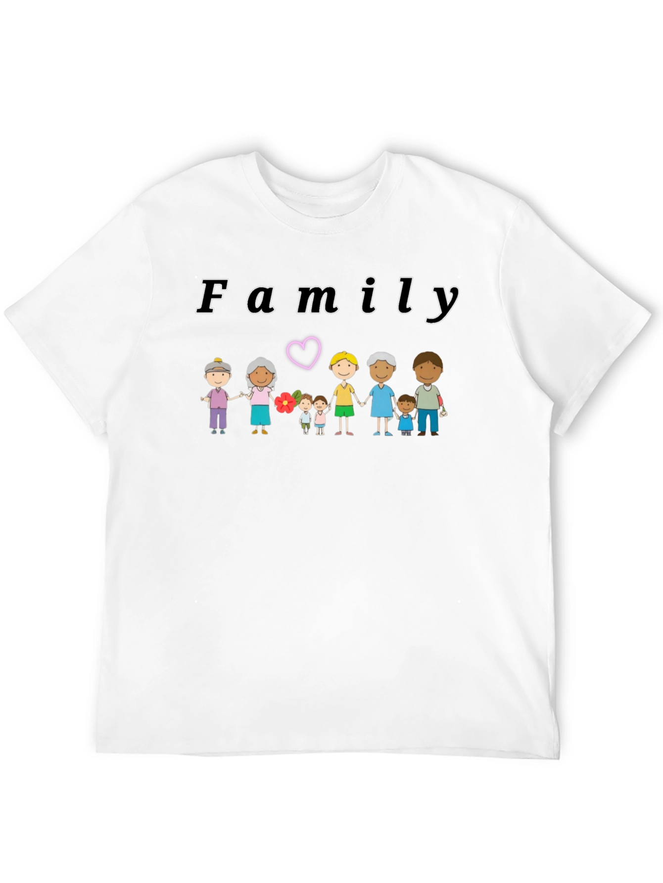 Black Family Cartoon Graphic Black T-Shirt view 12